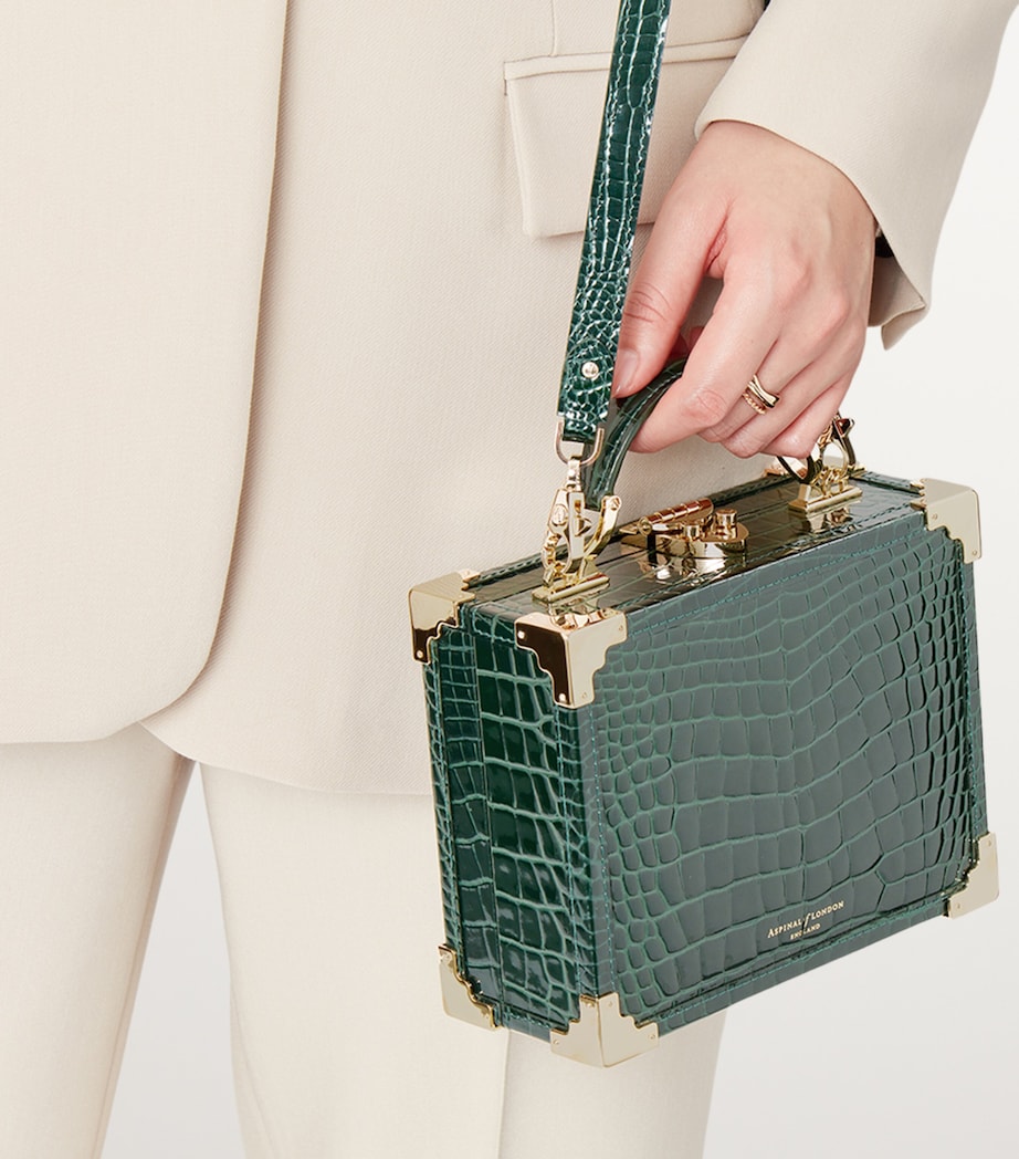 Aspinal Of London Mini Leather Trunk Clutch Bag Green Image 7