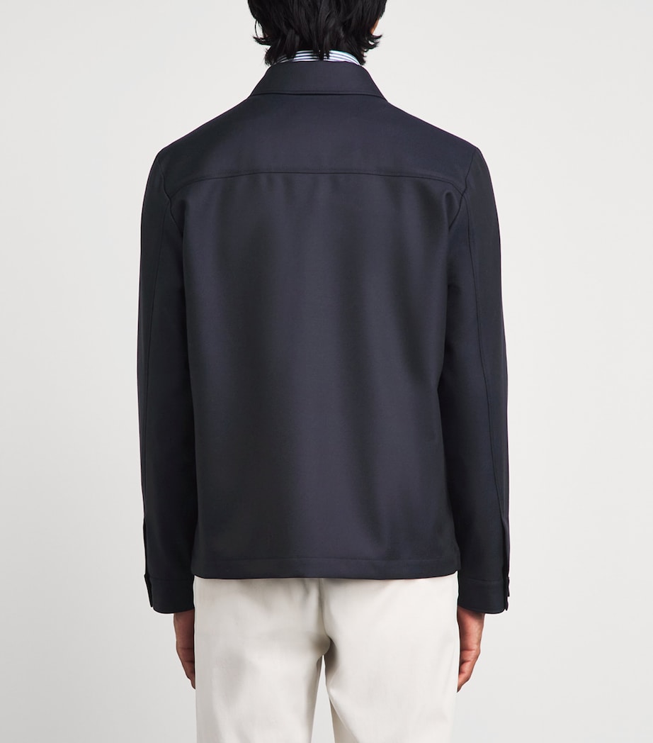 Corneliani Mens Water-Repellent Techwool Overshirt Dark Blue Image 5