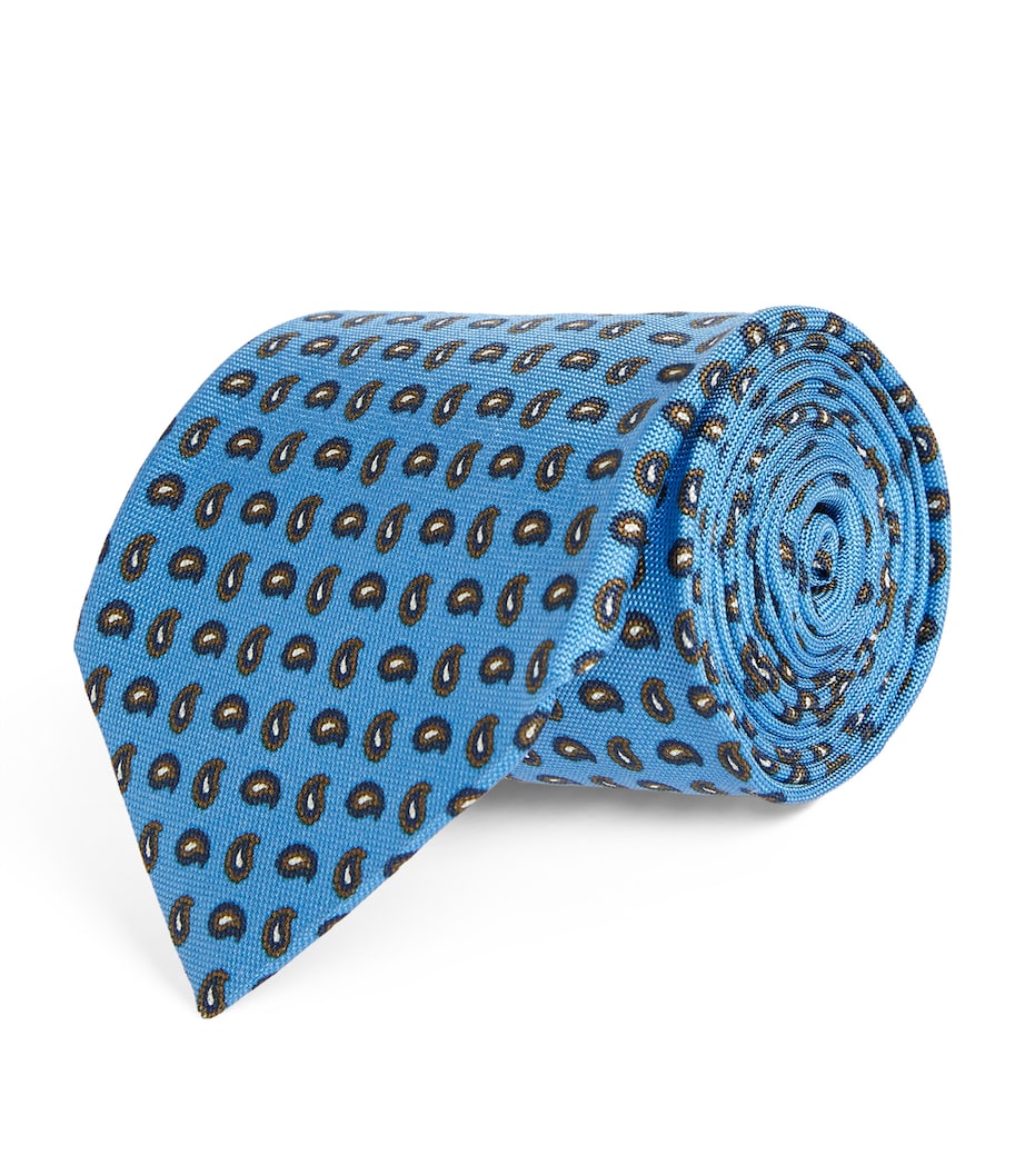 Eton Silk Paisley Tie Mid Blue Image 1