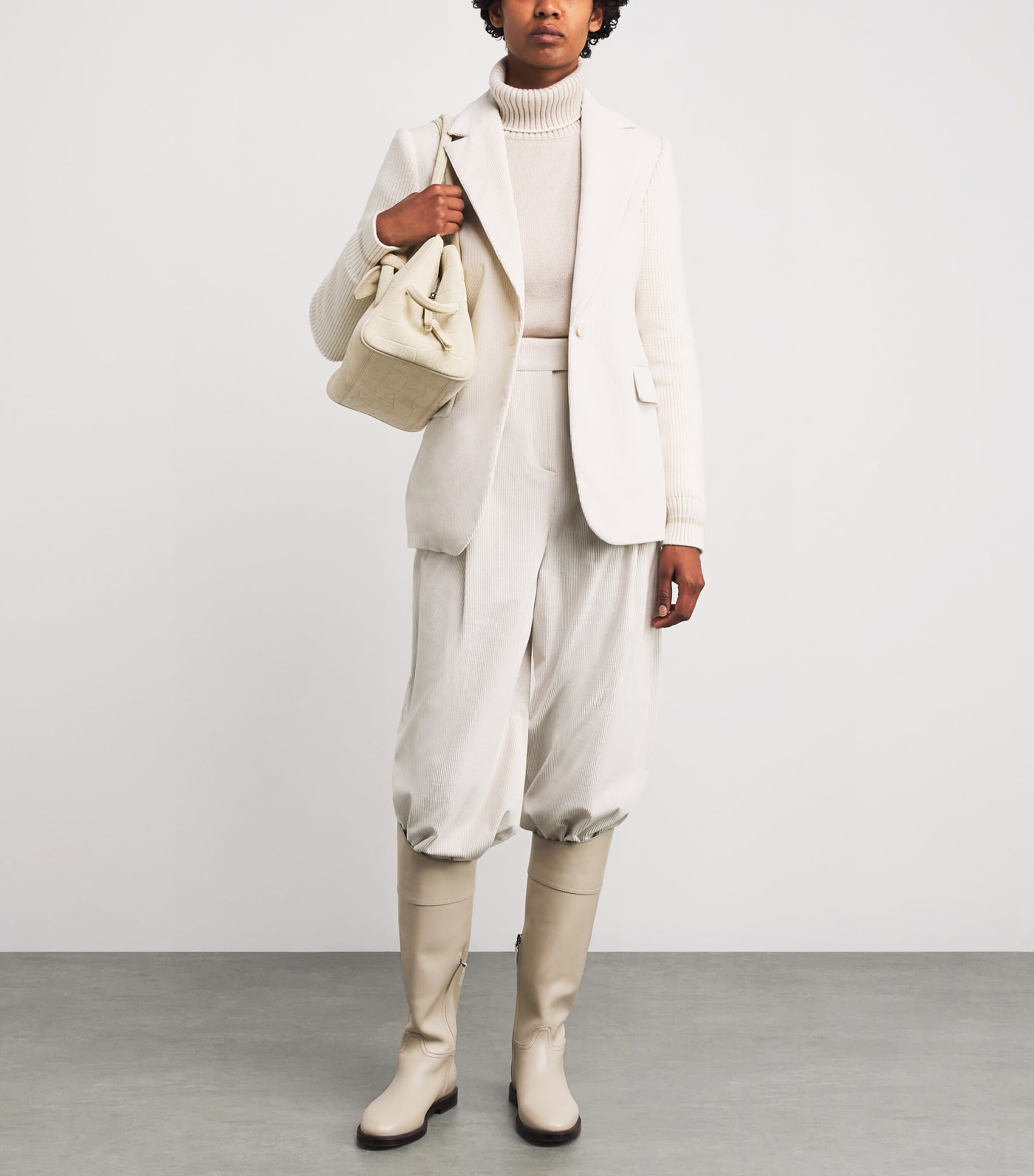 Cotton-Blend Corduroy Single Button Blazer PANNA Image 2