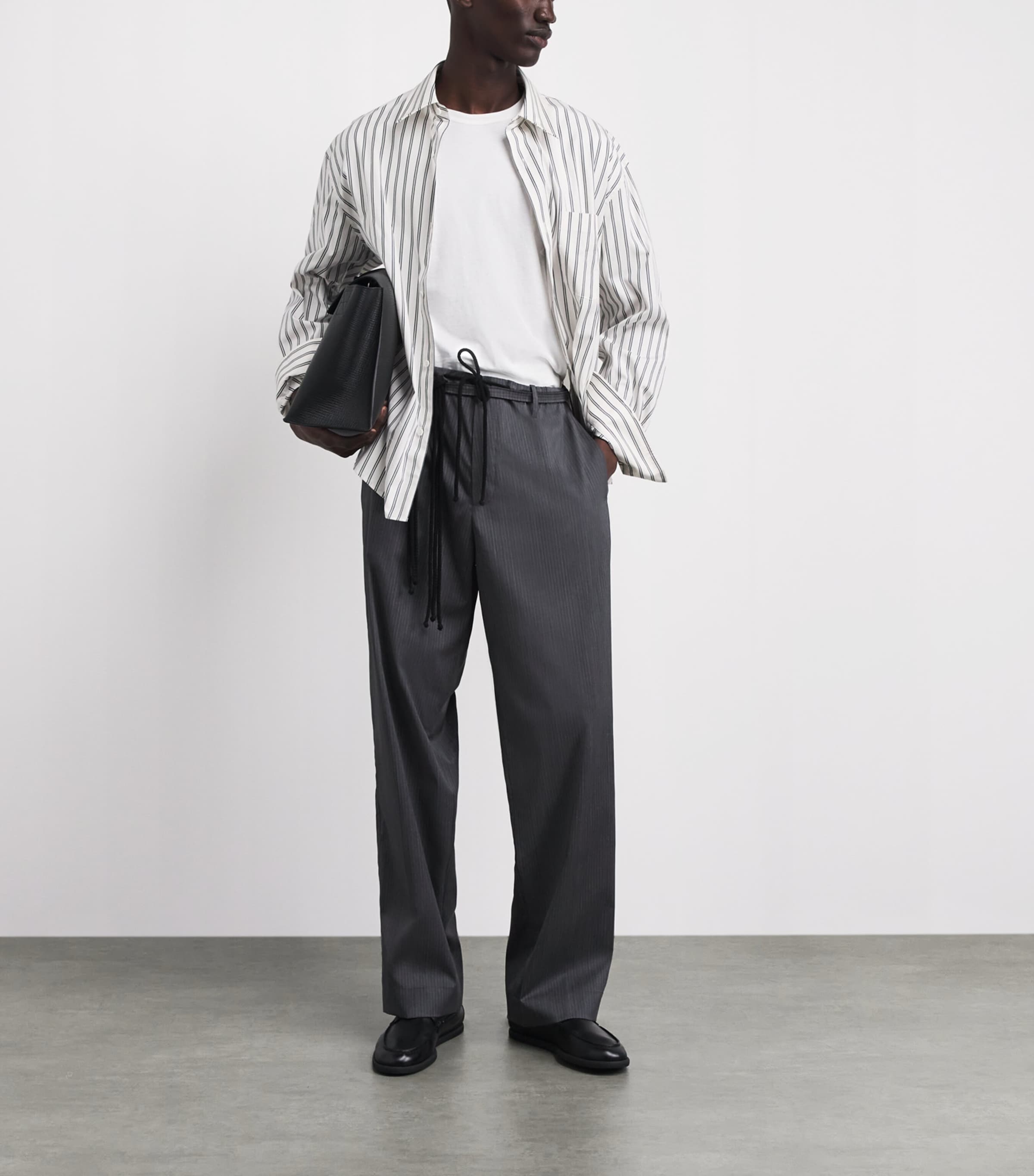 Sandro Paris Mens Cotton Stripe Shirt White / Navy Image 2