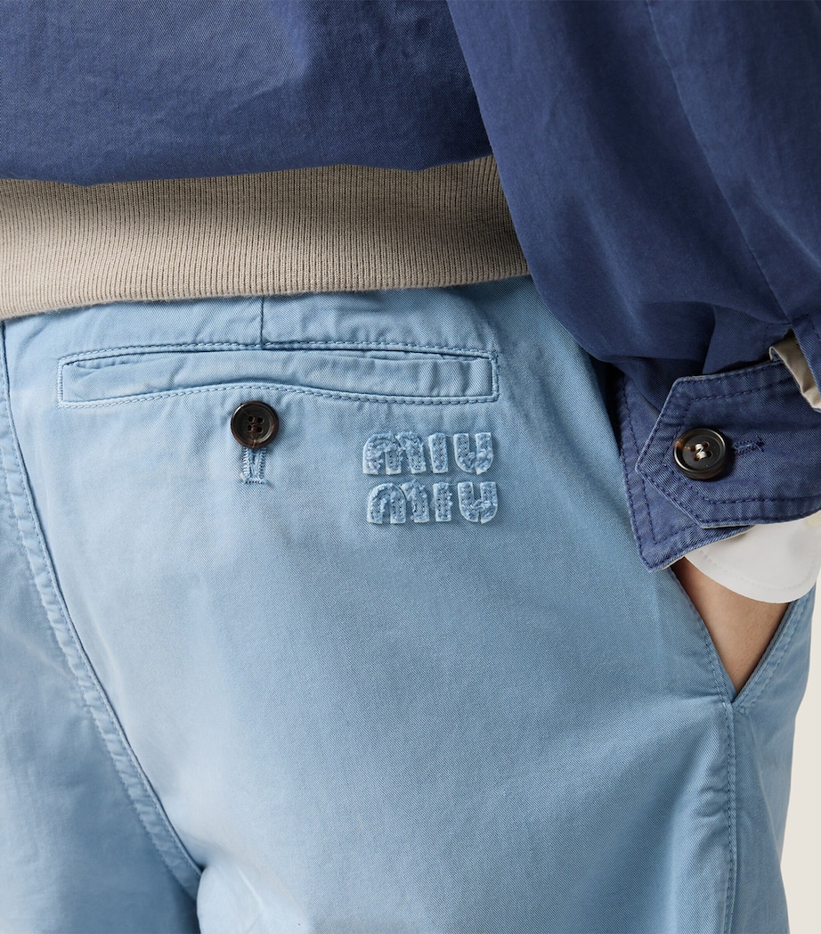Miu Miu Garment-Dyed Wide-Leg Chinos Light Blue Image 6