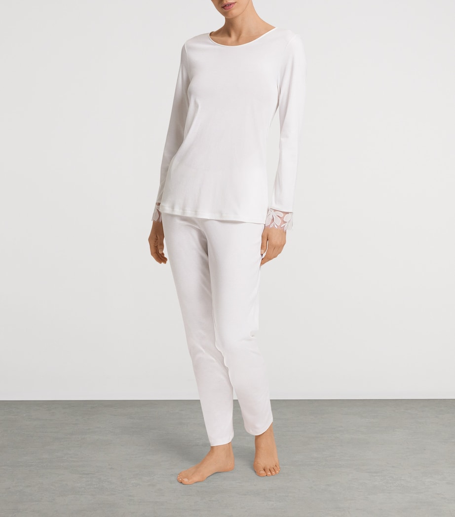 Cotton Lace-Trim Pyjama Set OFF WHITE Image 3
