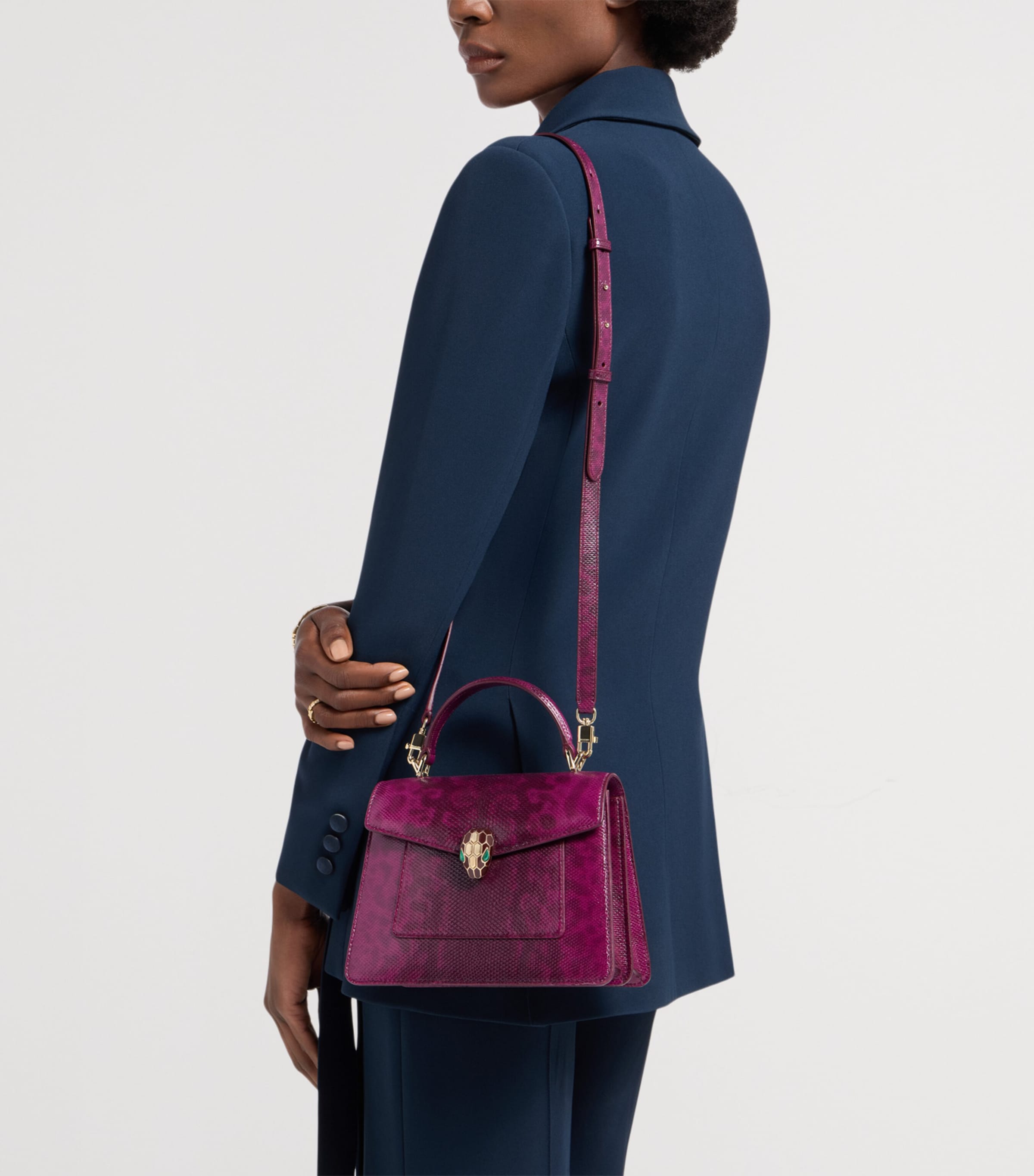 Bvlgari Karung Leather Serpenti Forever Top-Handle Bag Purple Image 4