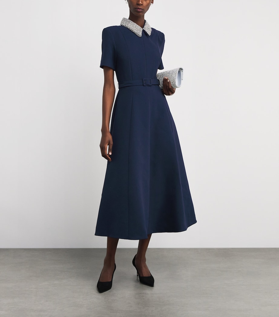Embellished-Collar Xena Midi Dress NAVY Image 2