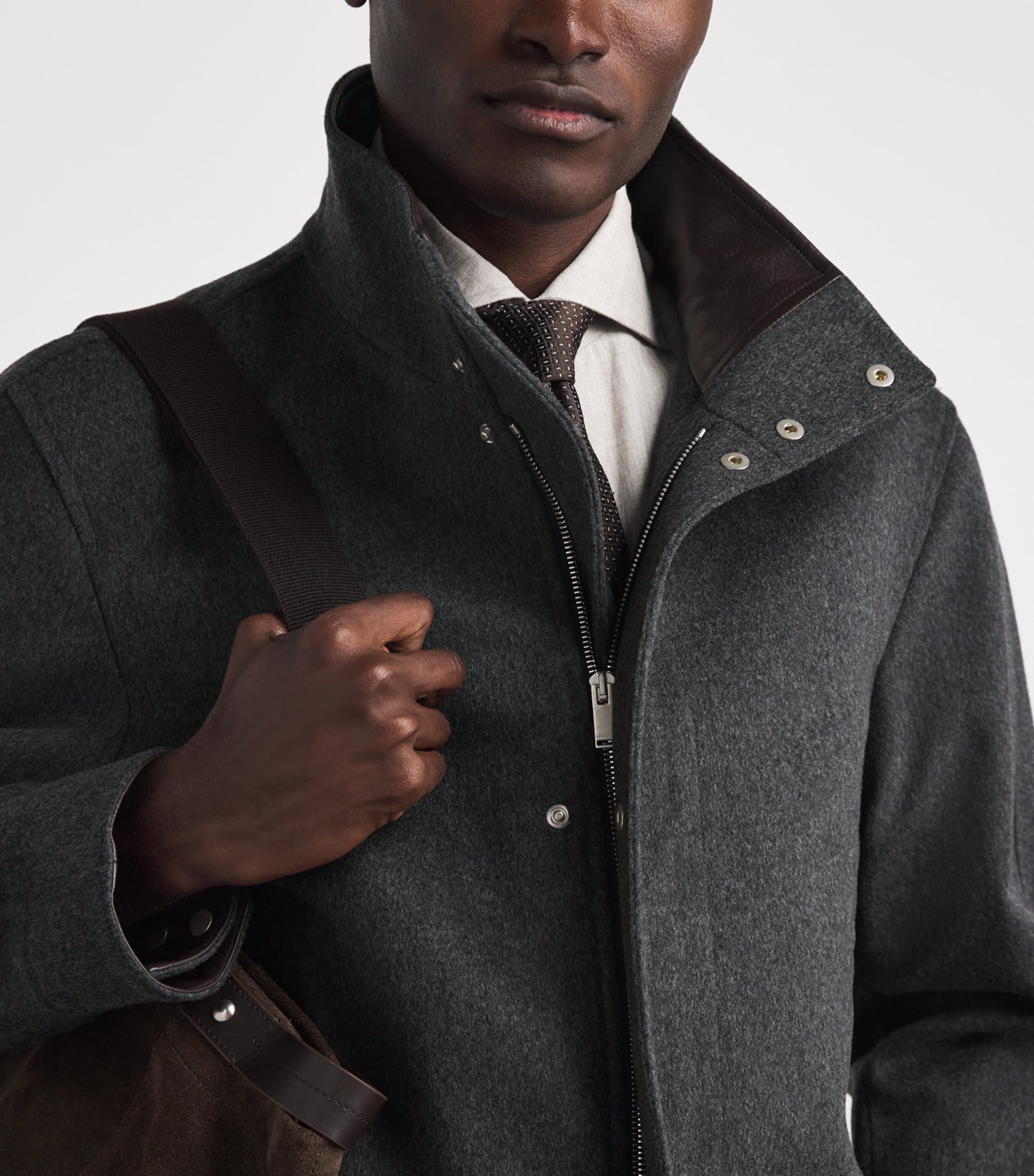 Lardini Mens Virgin Wool High Neck Jacket Dark Grey Image 3