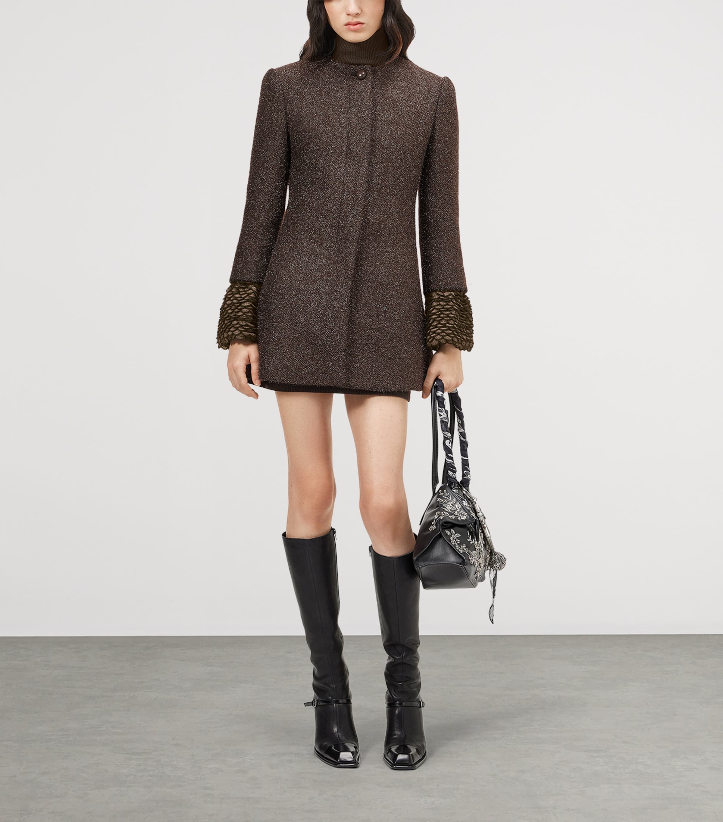 McQueen Womens Metallic Tweed Coat Image 2