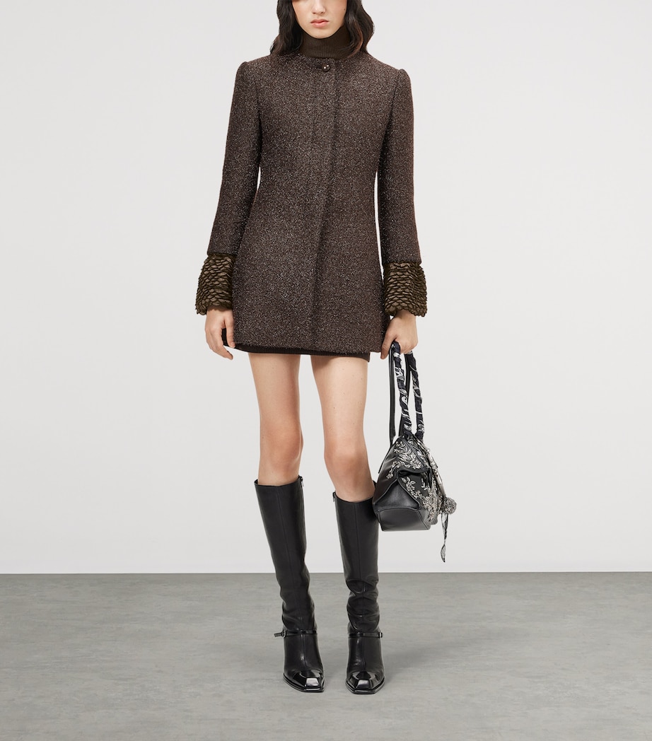 McQueen Womens Metallic Tweed Coat Image 2