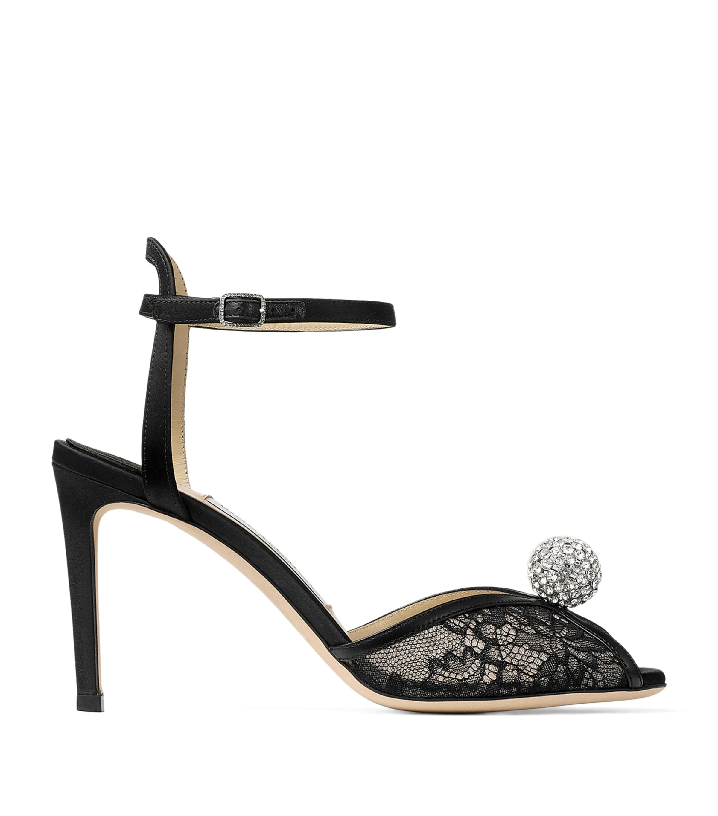 Jimmy Choo Sacora 85 Lace Sandals In Black