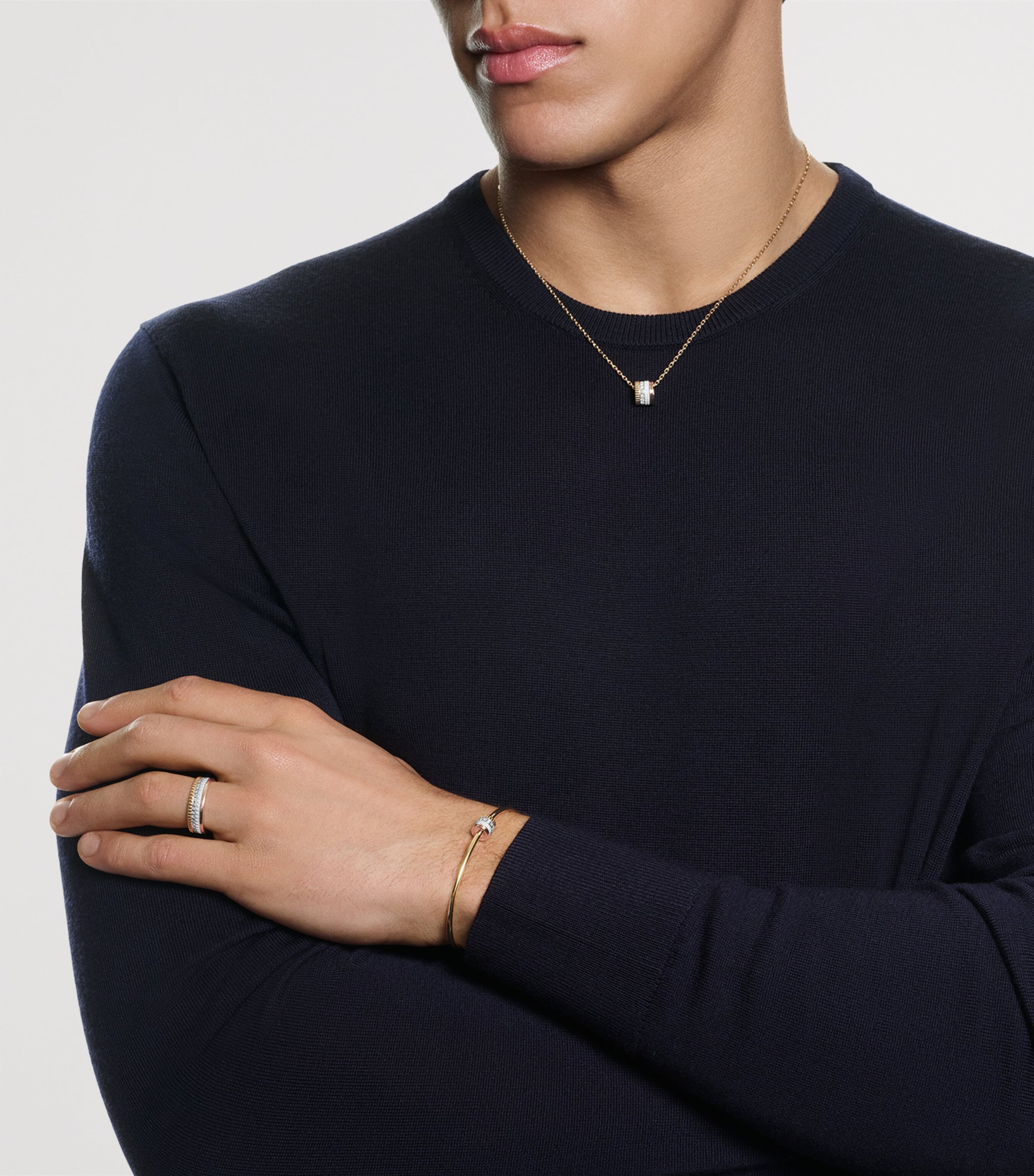 Large Mixed Gold and Diamond Quatre White Edition Necklace YELLOW GOLD Image 2