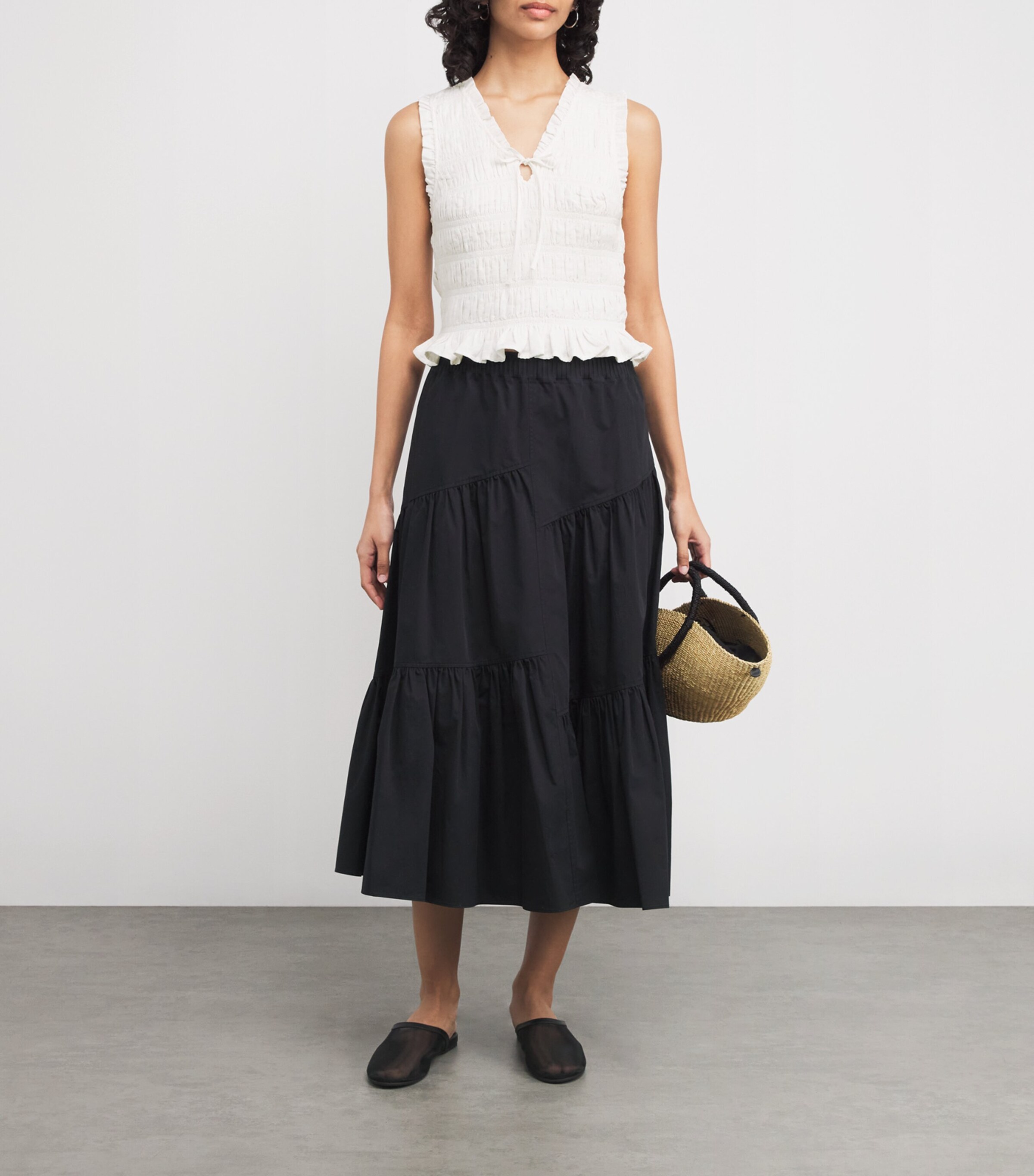 Cotton-Blend Devi Crop Top WHITE Image 2