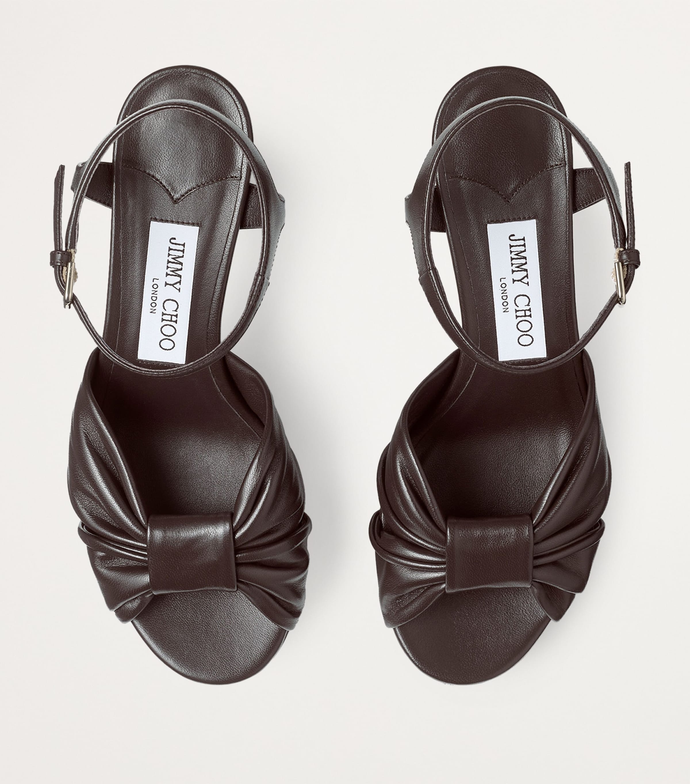 Heloise 80 Leather Heeled Sandals COFFEE Image 3