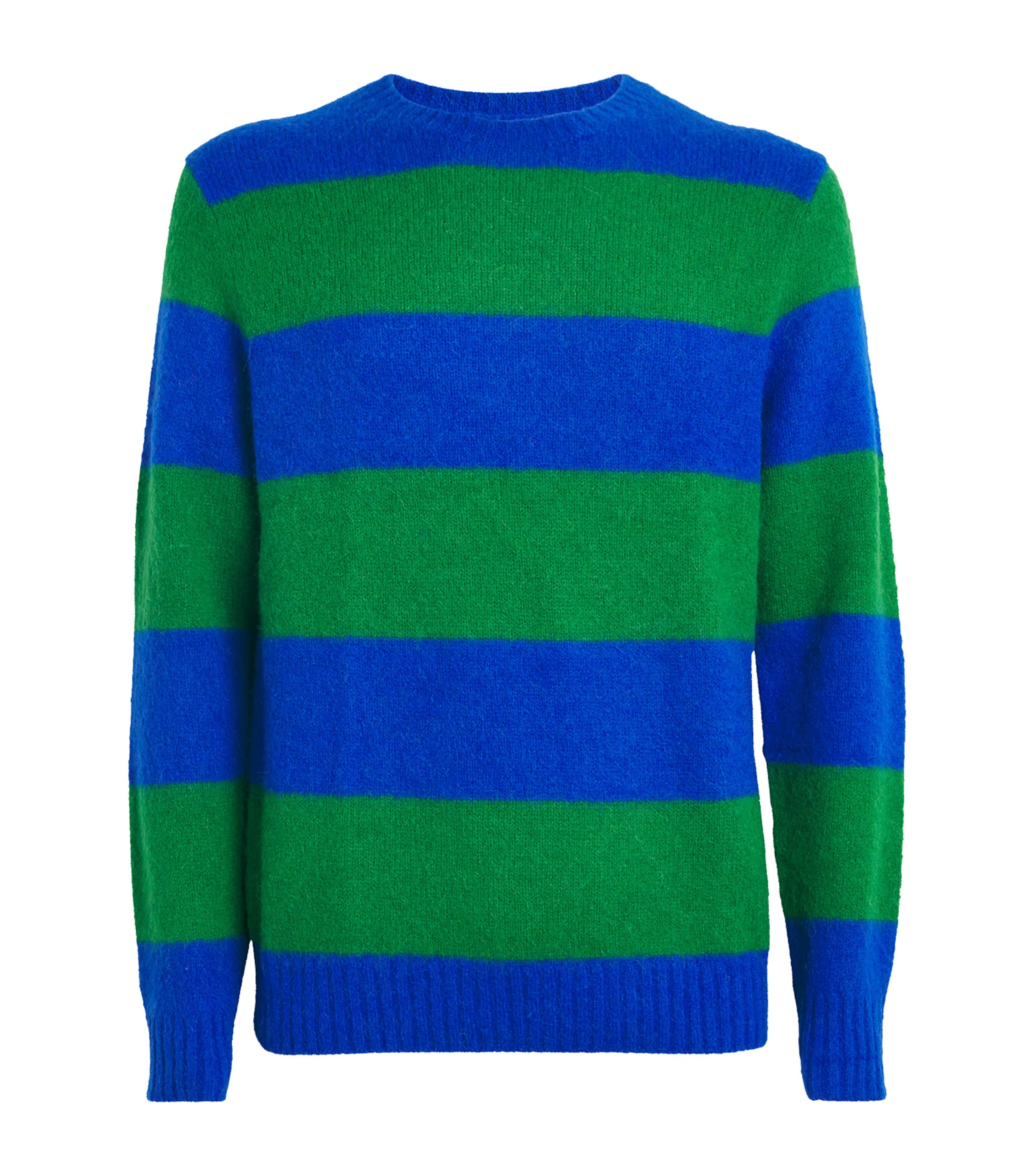 Polo Ralph Lauren Rws Wool-alpaca-blend Striped Sweater In Blue