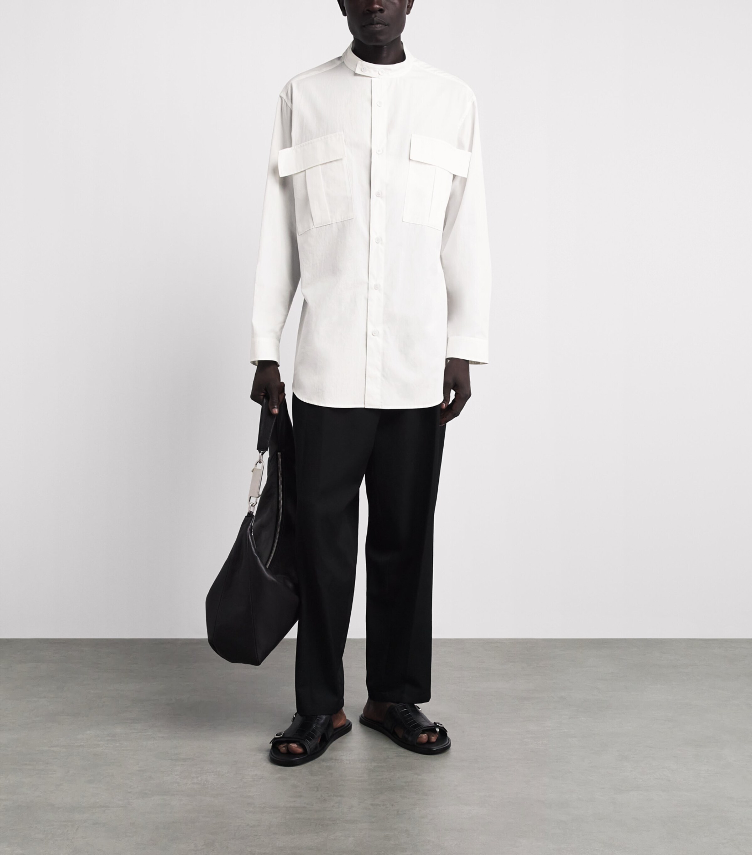 Yohji Yamamoto Mens Cotton Twin-Pocket Shirt White Image 2