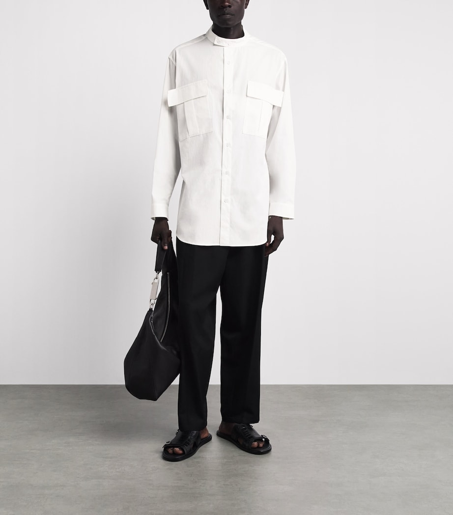 Yohji Yamamoto Mens Cotton Twin-Pocket Shirt White Image 2