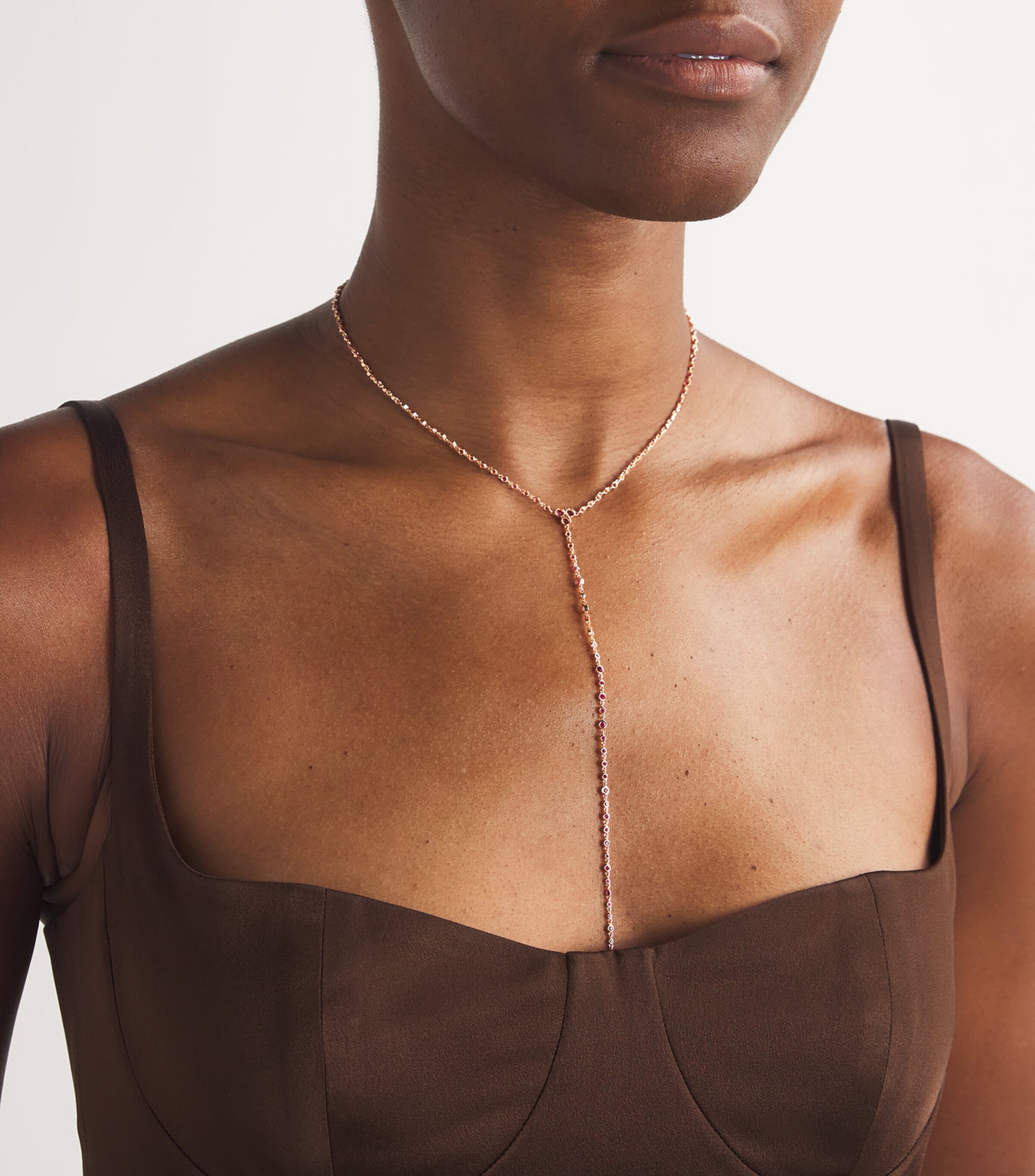 SHAY Rose Gold and Pink Sapphire Infinity Y Lariat Necklace Rose Gold Image 4