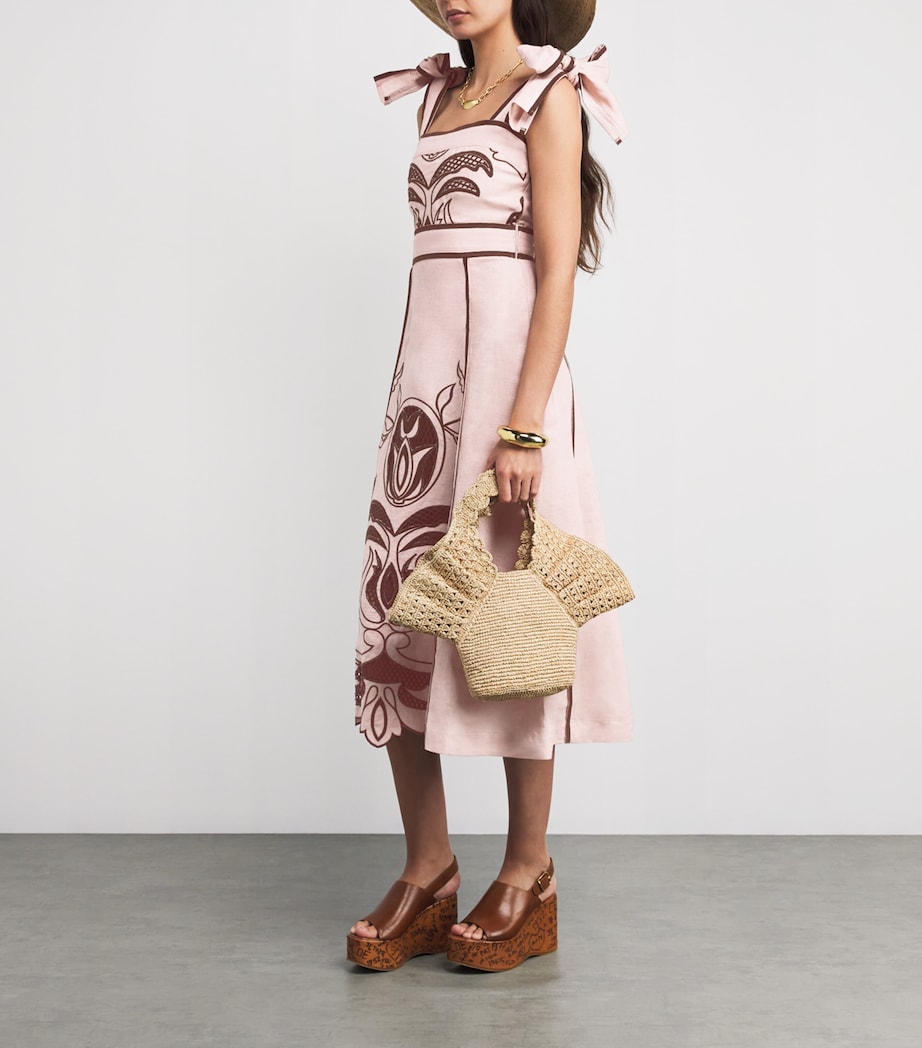 Linen Printed Ornella Midi Dress PINK Image 2