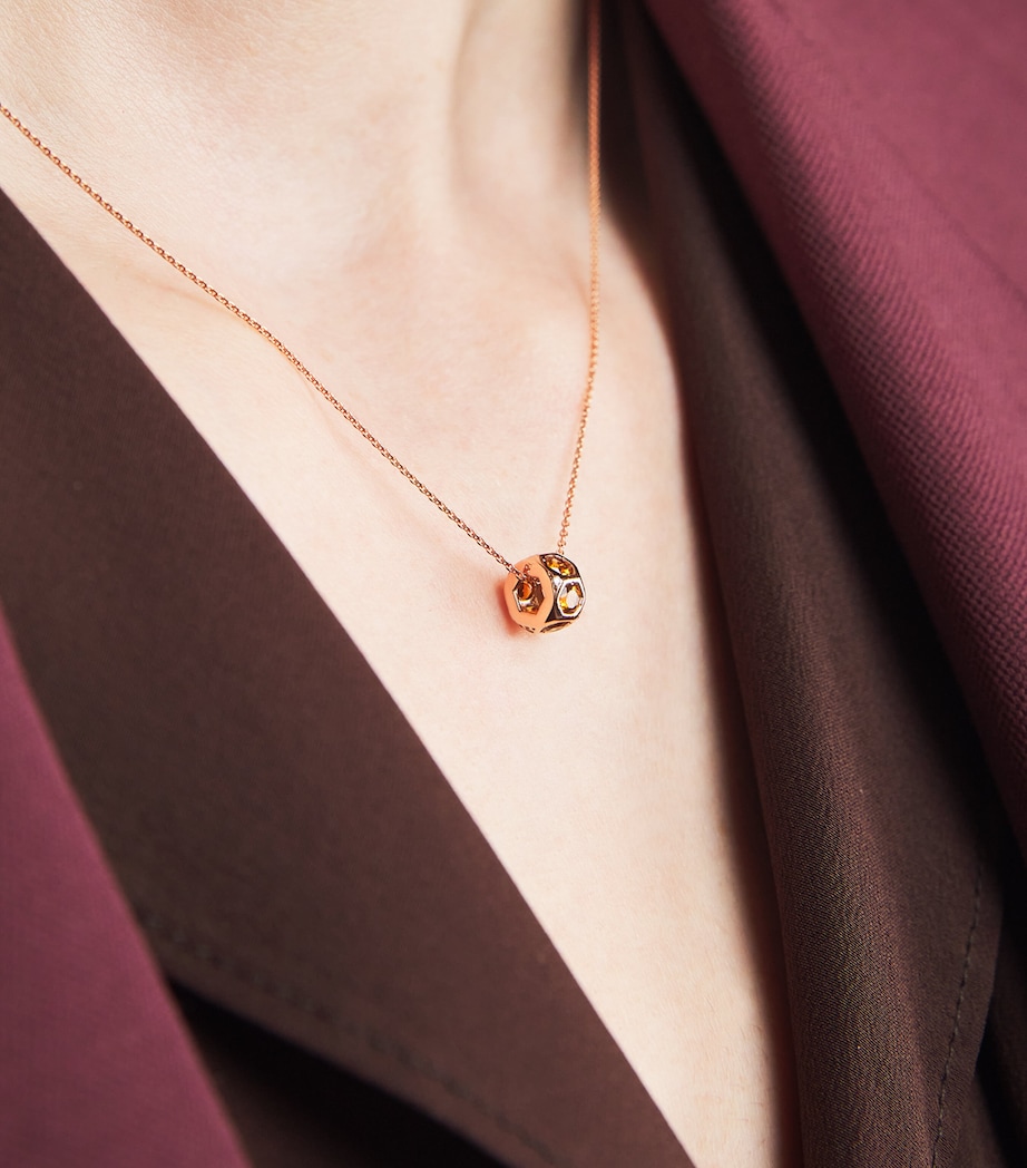 Rose Gold, Diamond and Citrine Honeycomb Necklace ROSE GOLD Image 2