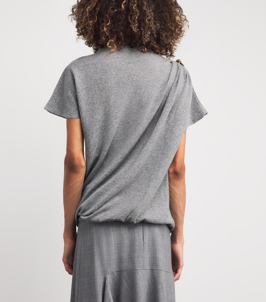 Wool-Silk-Cashmere Brooch-Detail T-Shirt 8132 ROCCIA Image 4