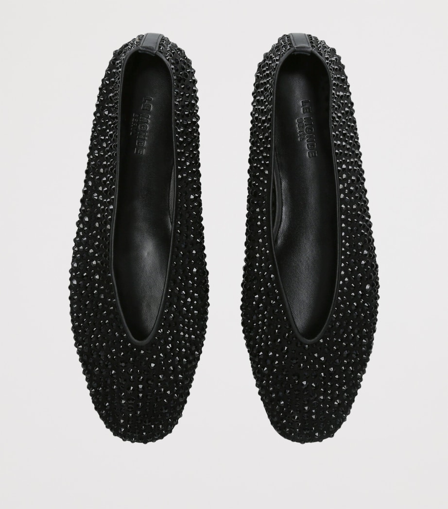 Crystal-Embellished Luna Flats BLACK Image 4