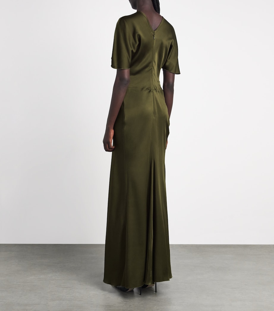 Victoria Beckham Womens Satin Isabella Gown Green Image 4