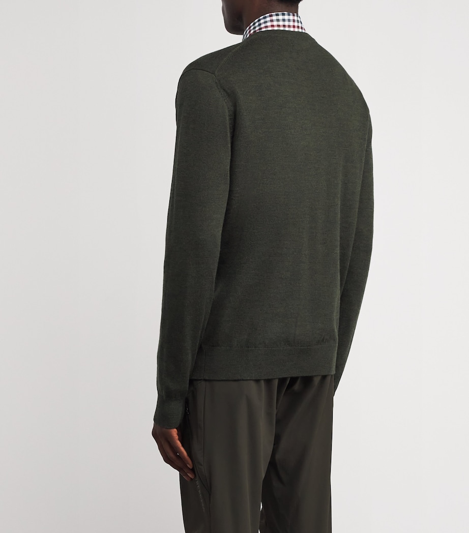 Merino V-Neck Sweater 07AA:GREEN MOSS Image 4