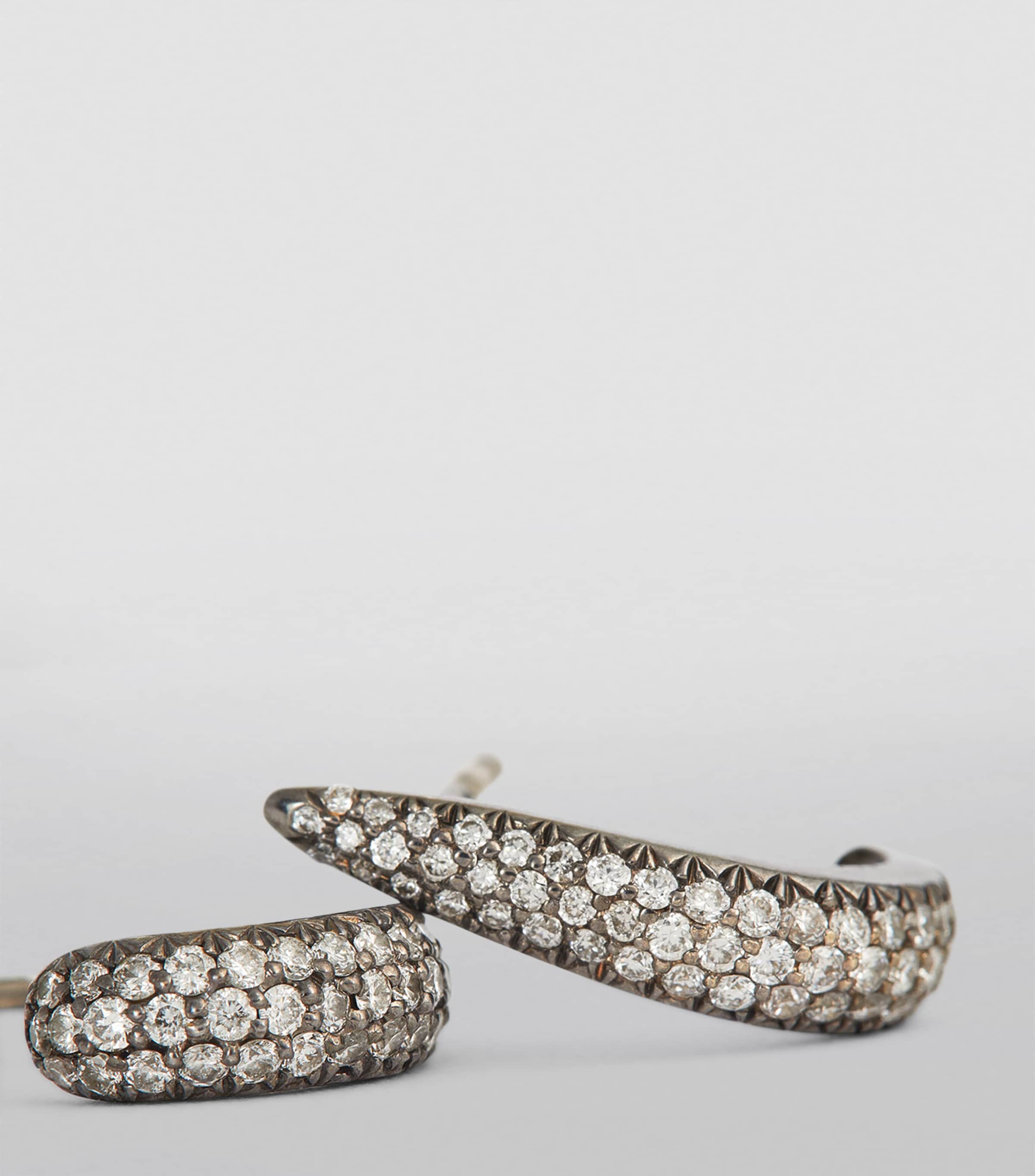 Eva Fehren Blackened White Gold and Diamond Claw Stud Earrings White Gold Image 6