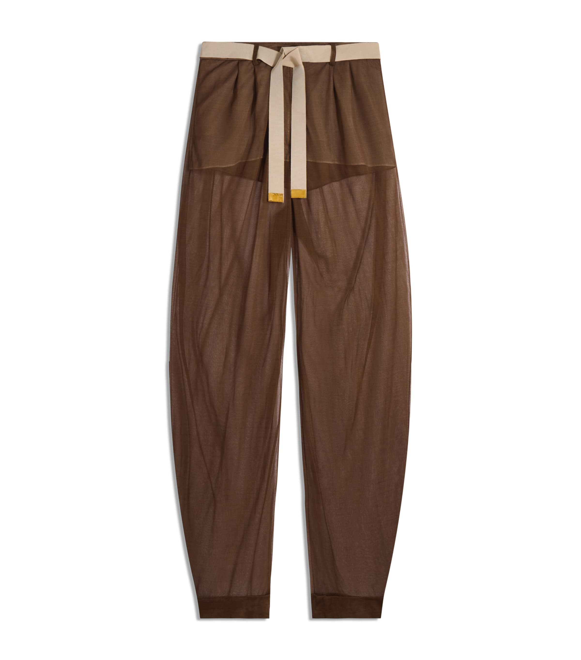 Schiaparelli Womens Silk Pleated Trousers Brown Image 1