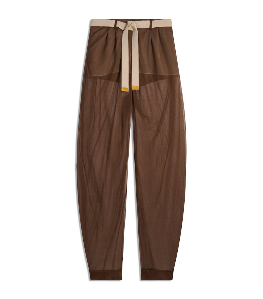 Schiaparelli Womens Silk Pleated Trousers Brown Image 1