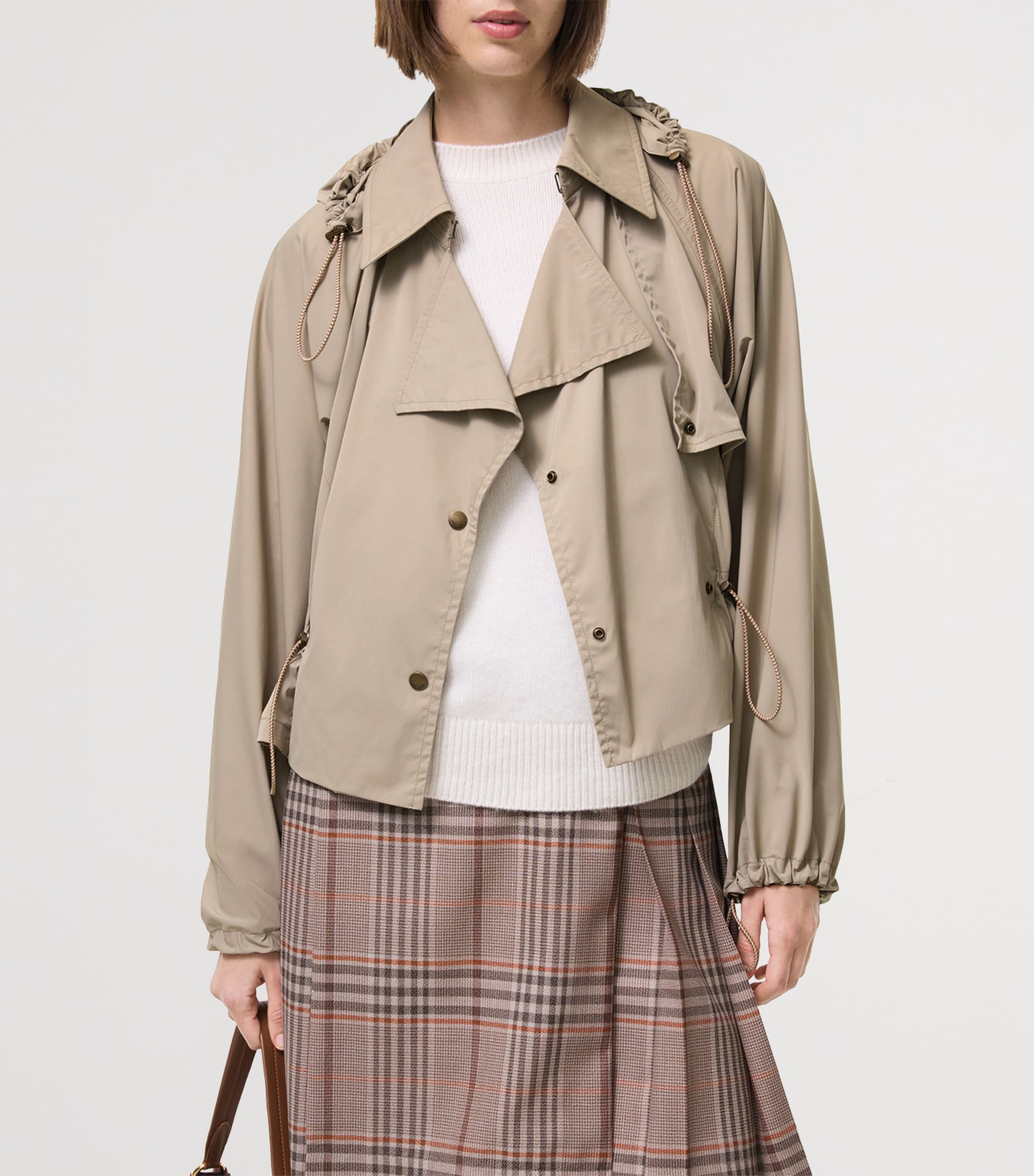 Burberry Womens Hooded Rosewin Trench Jacket Saltmarsh Beige Image 2