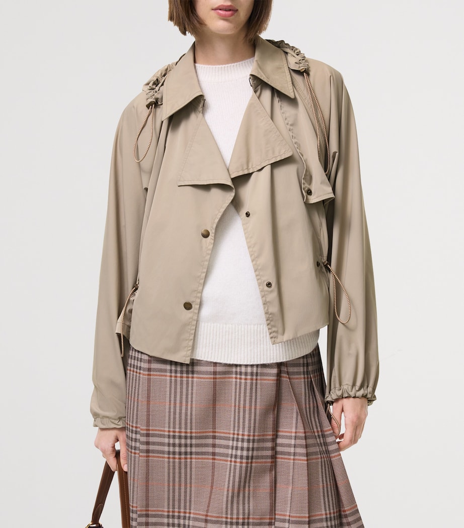 Burberry Womens Hooded Rosewin Trench Jacket Saltmarsh Beige Image 2