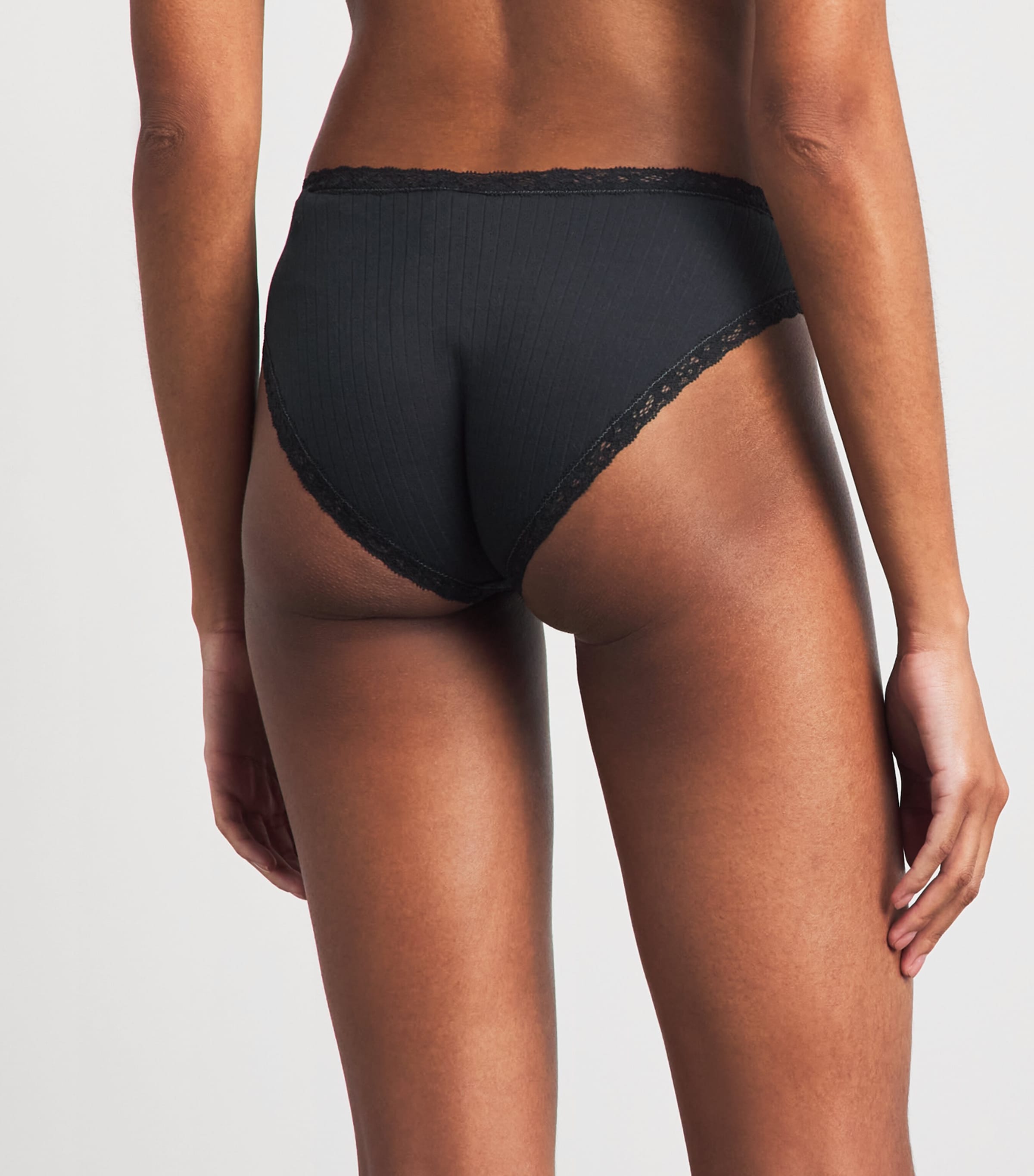 Skims Womens Pointelle Lace-Trim Briefs Soot Tonal Image 3