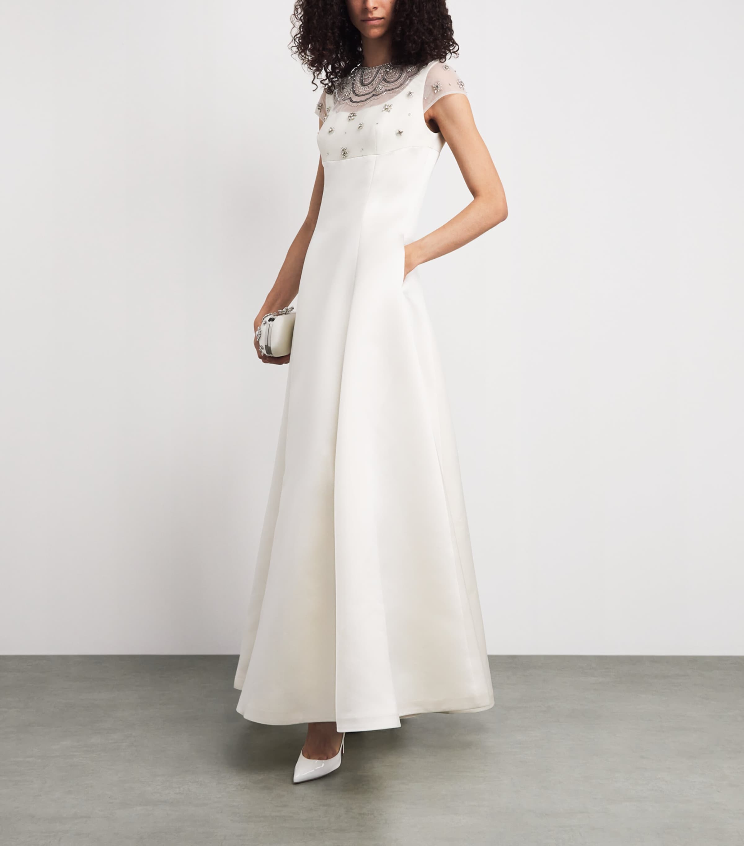 Huishan Zhang Womens Embroidered Margo Gown Ivory Image 2