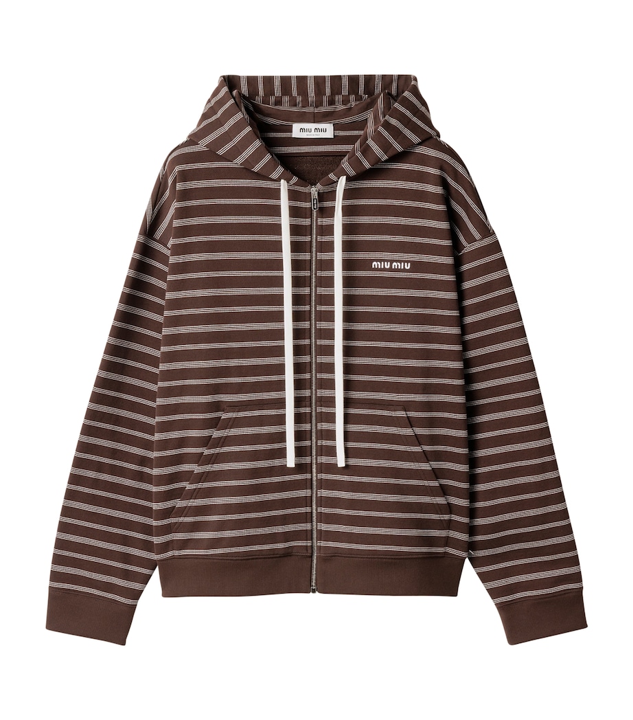 Cotton Stripe Zip-Up Hoodie F0O7E Image 1