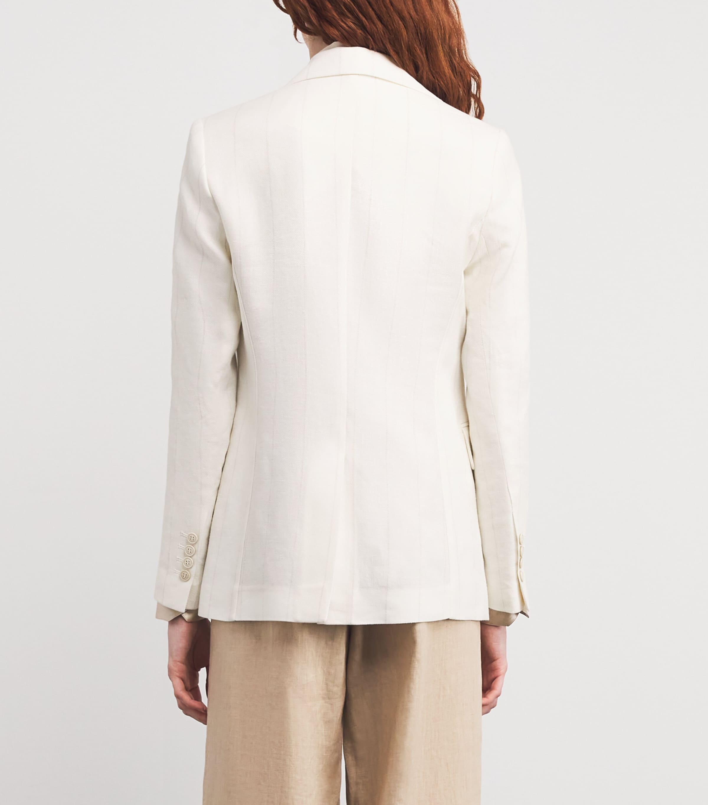 Linen-Wool Single-Button Blazer BIANCO Image 4