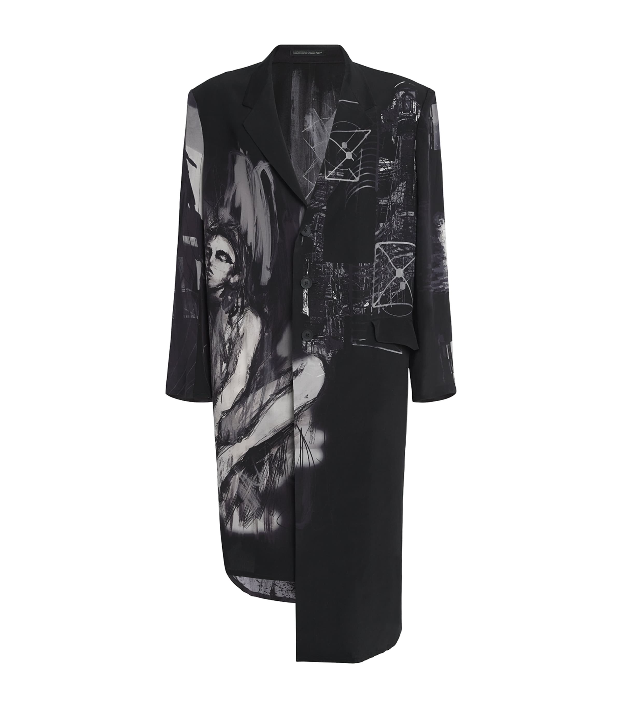 Yohji Yamamoto Silk Portrait Blazer In Black