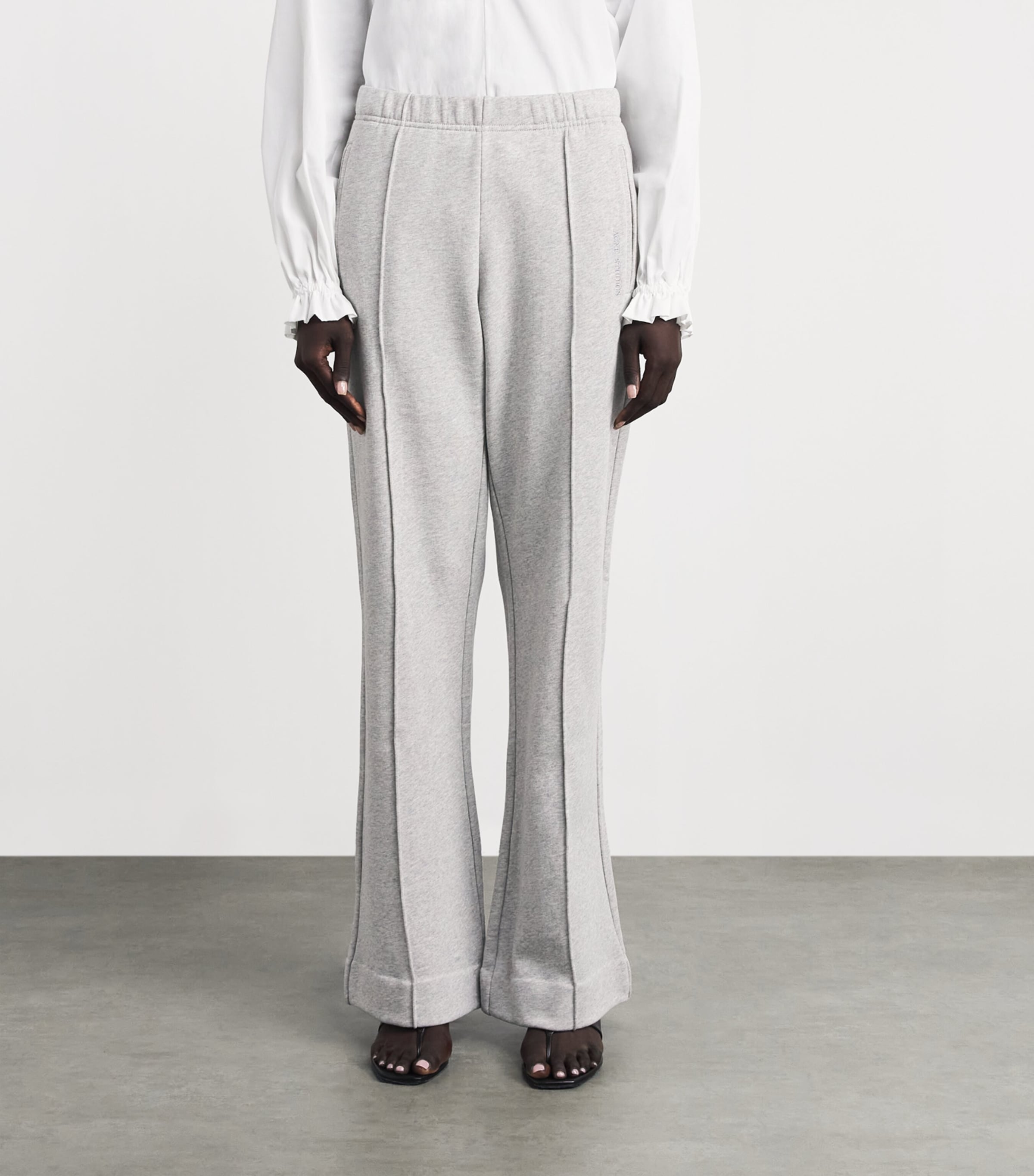 Acne Studios Womens Cotton Logo Sweatpants Grey Melange Image 4