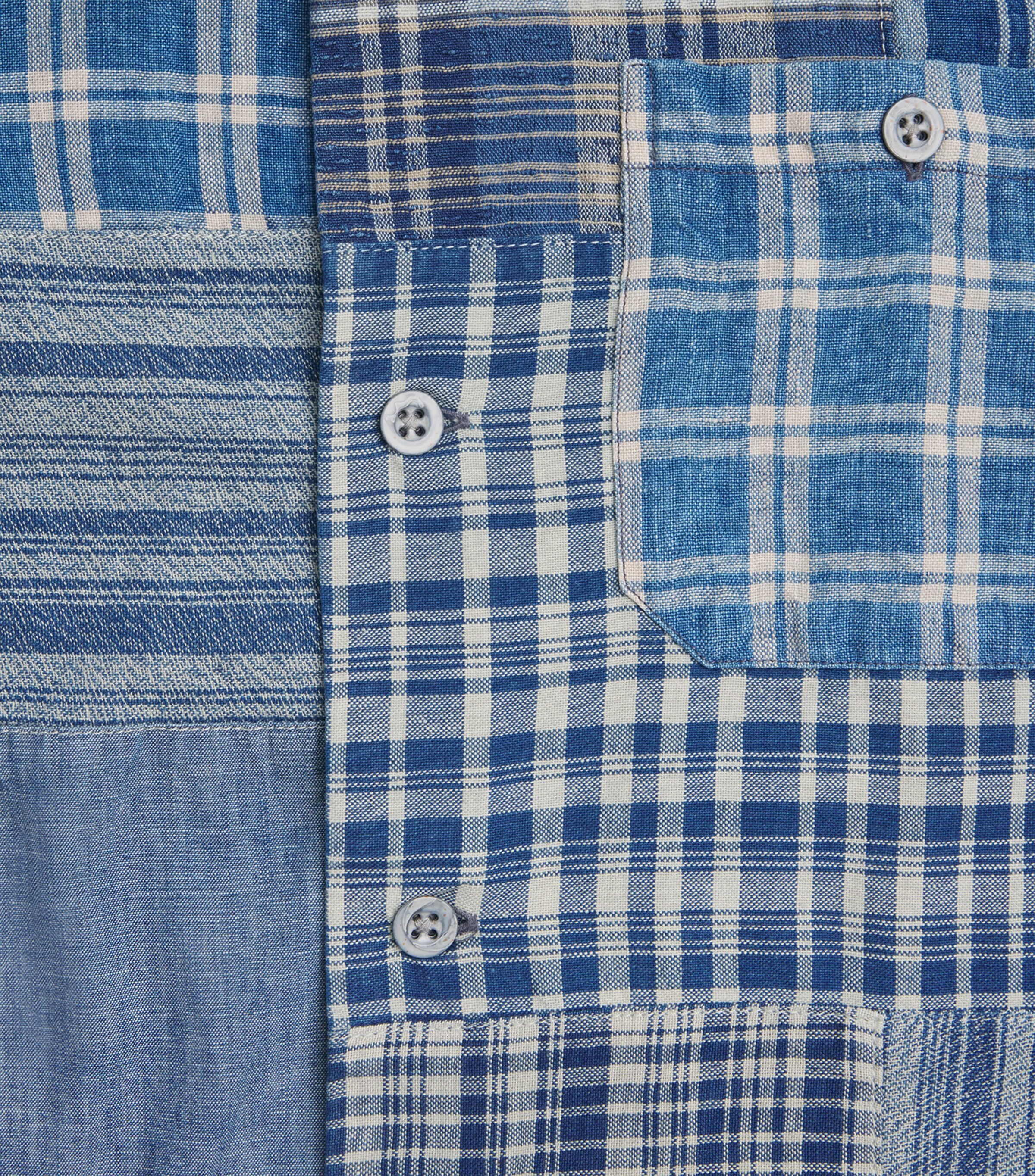 Polo Ralph Lauren Mens Cotton-Linen Patchwork Shirt Indigo Image 5