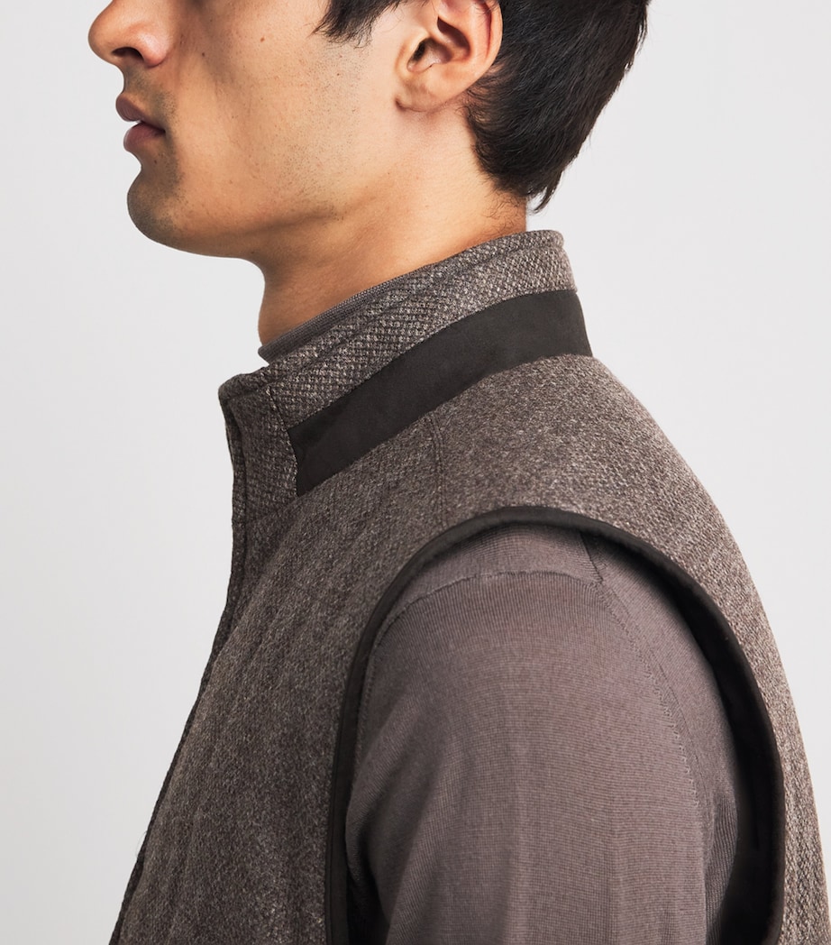 Corneliani Mens Wool-Cashmere Reversible Gilet Dark Brown Image 3