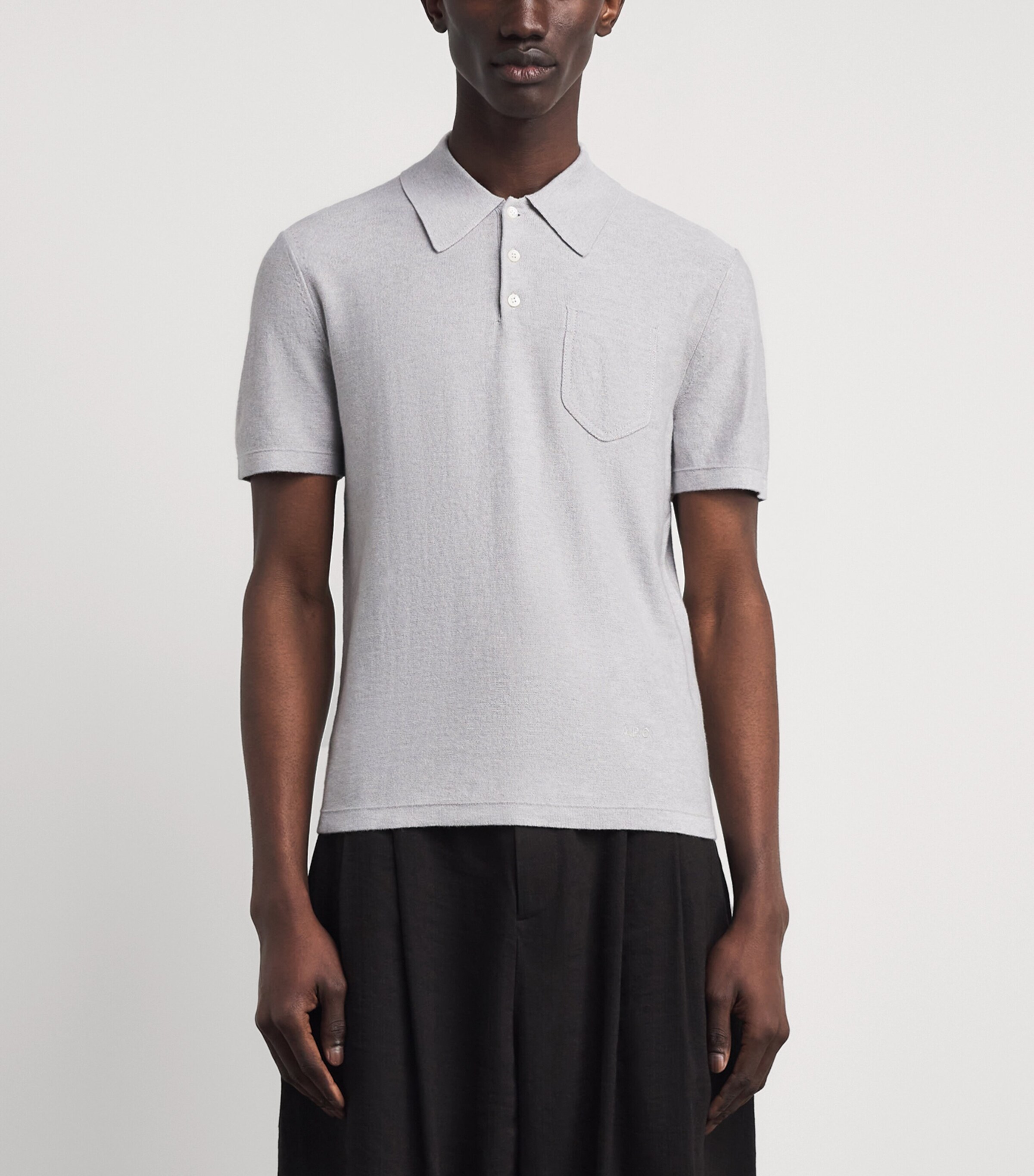 A.P.C. Mens Cotton-Cashmere Eliot Polo Shirt Plb Gris Chine Image 4