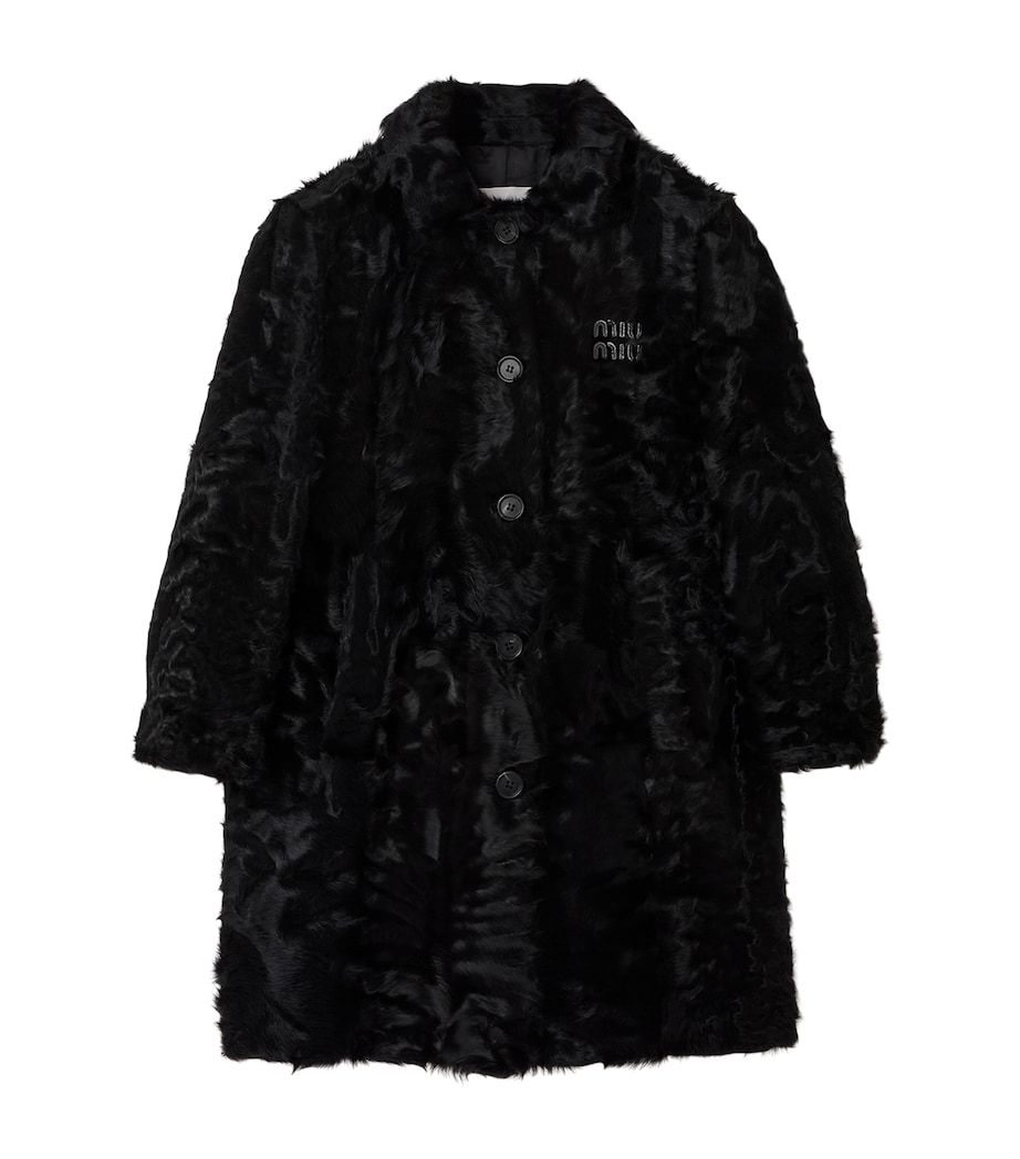 Miu Miu Womens Shearling Coat Black Image 1