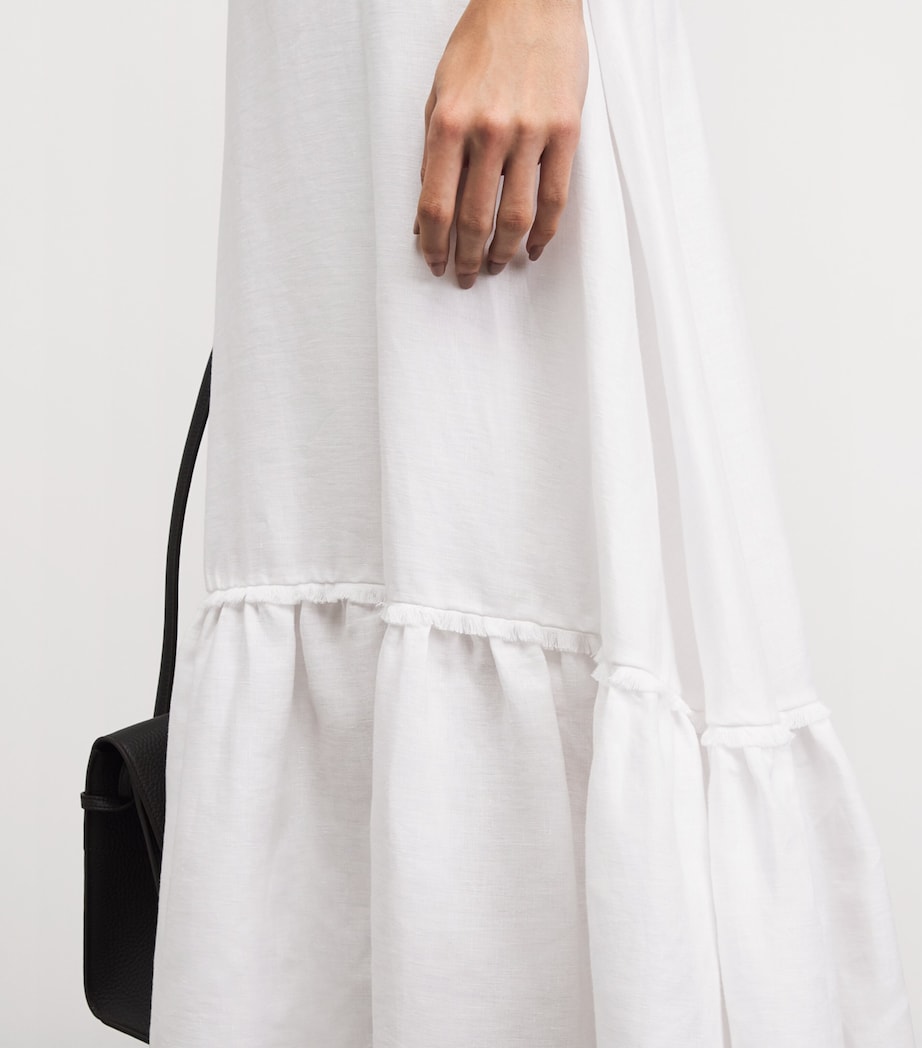 Agnona Womens Cotton Tiered Maxi Skirt White Image 3