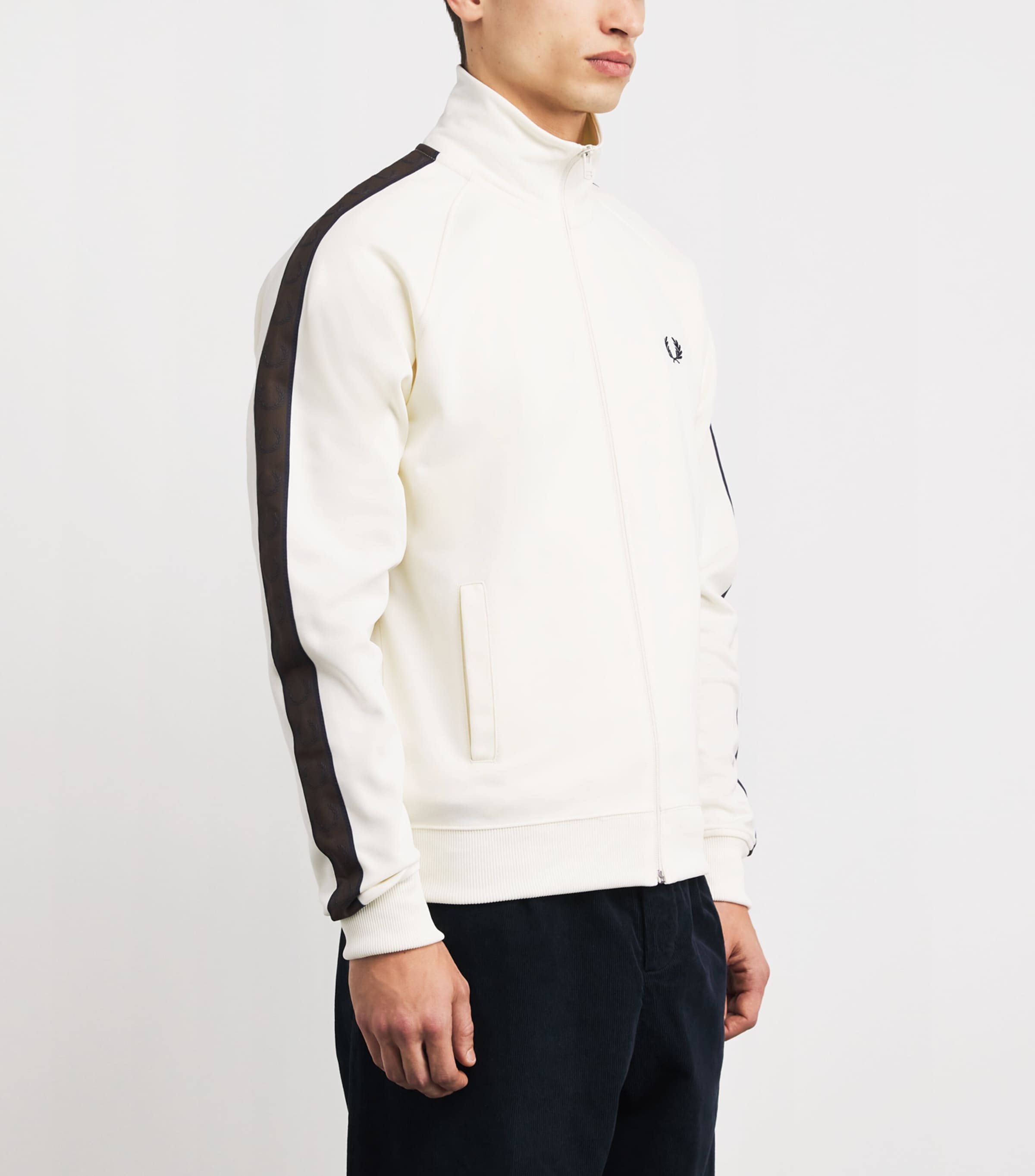 Contrast Tape Track Jacket 42A ECRU/BURNTOBACCO Image 3