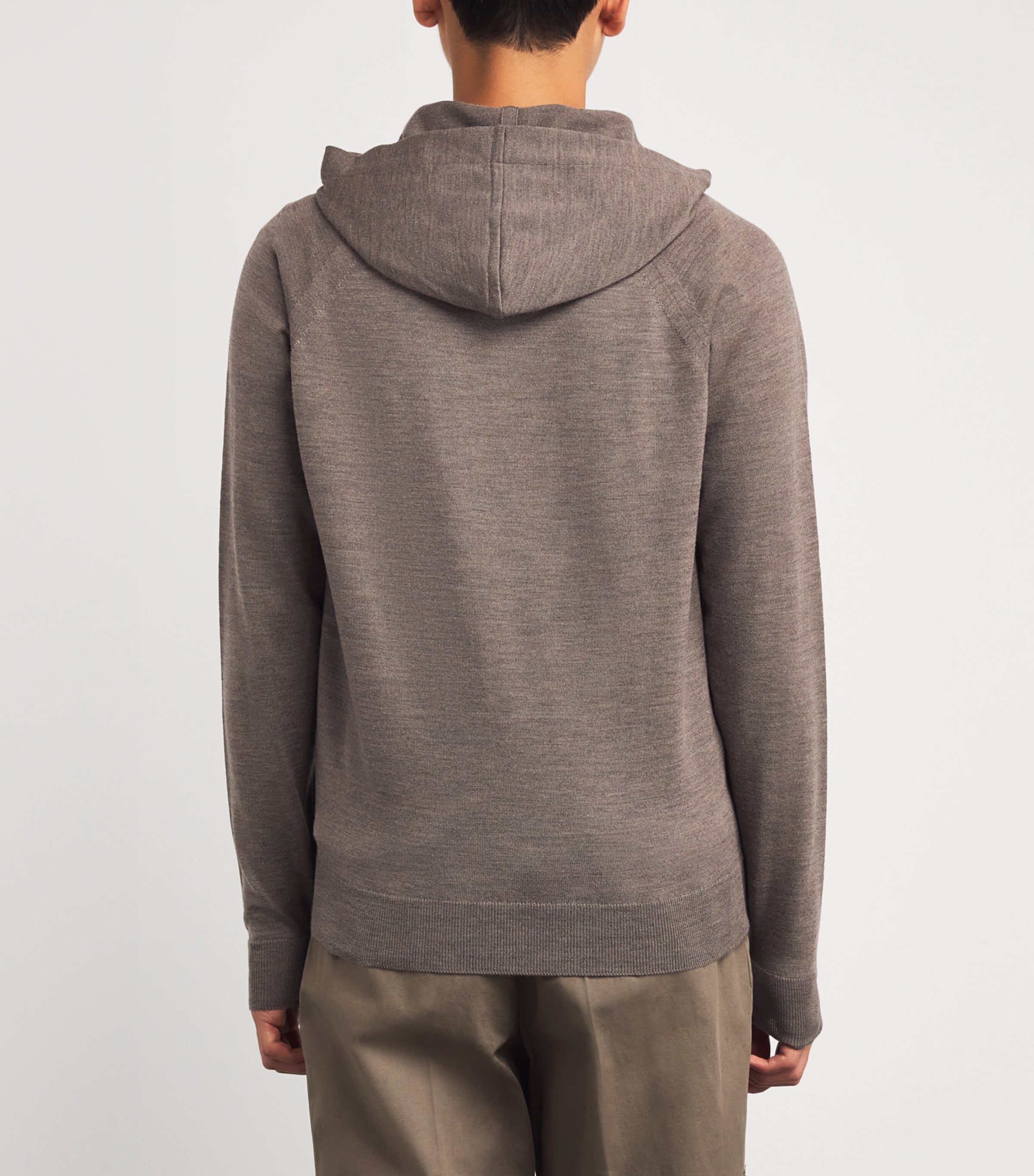John Smedley Mens Extra Fine Merino Wool Carty Zip-Up Hoodie Mushroom Image 4