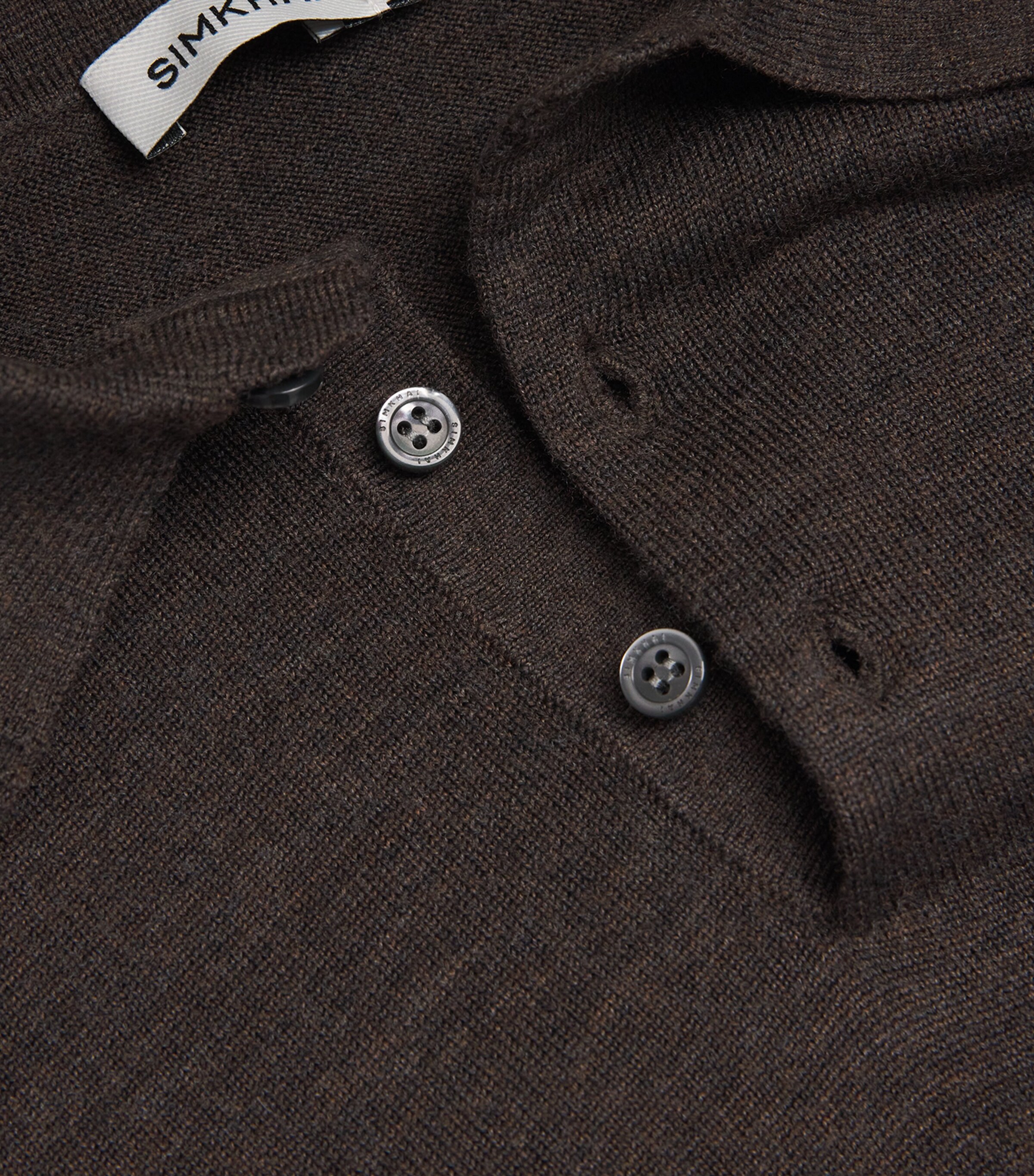 Simkhai Mens Wool Reynolds Polo Shirt Chocolate Melange Image 5