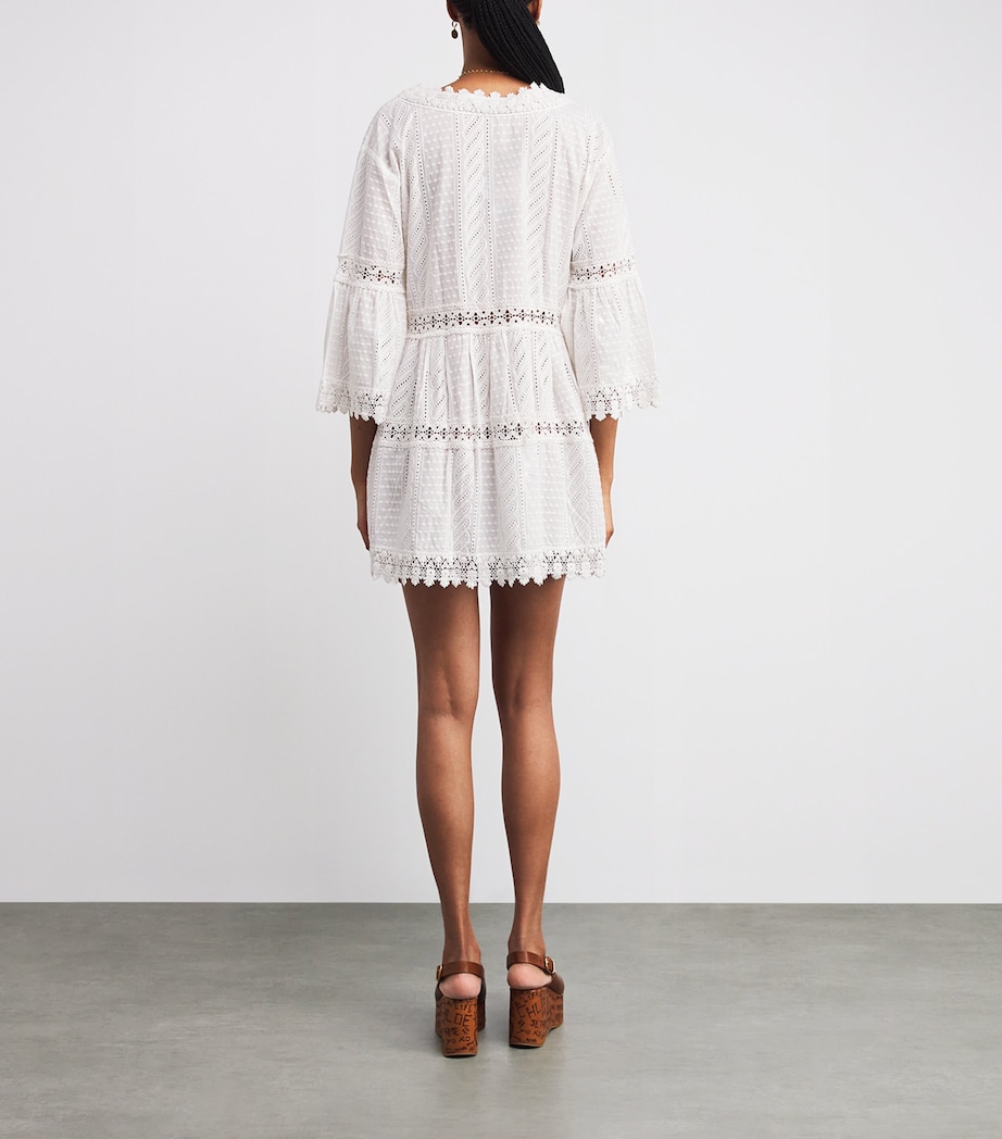 Cotton Victoria Mini Kaftan Dress WHITE4 Image 3