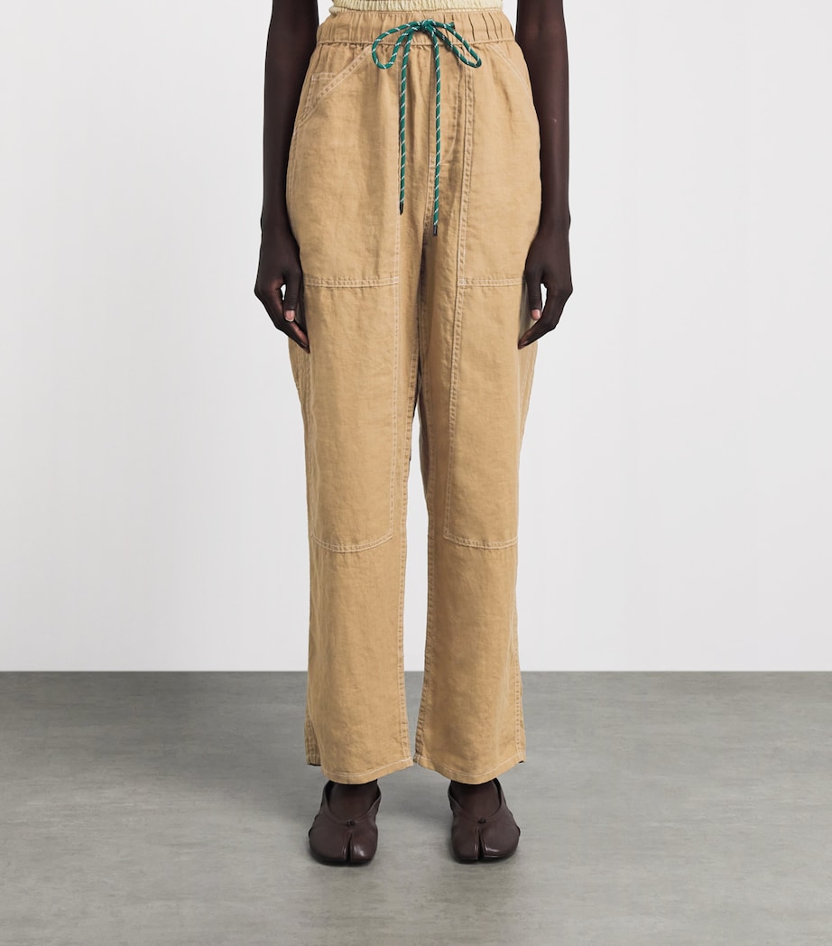 Rag & Bone Womens Linen Atlas Wide-Leg Trousers Tan Image 4