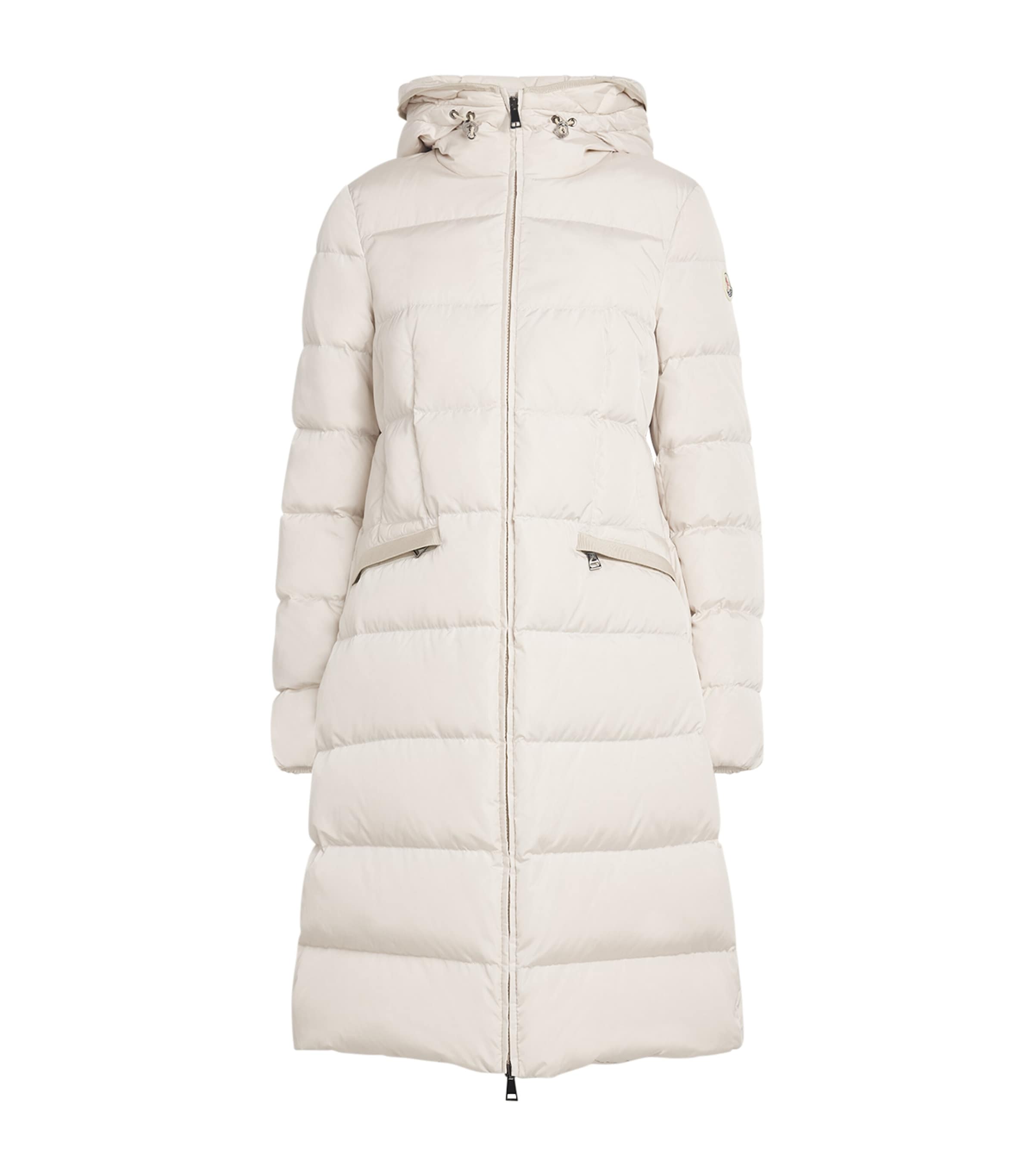 Shop Moncler Down Avocette Longline Coat In Brown