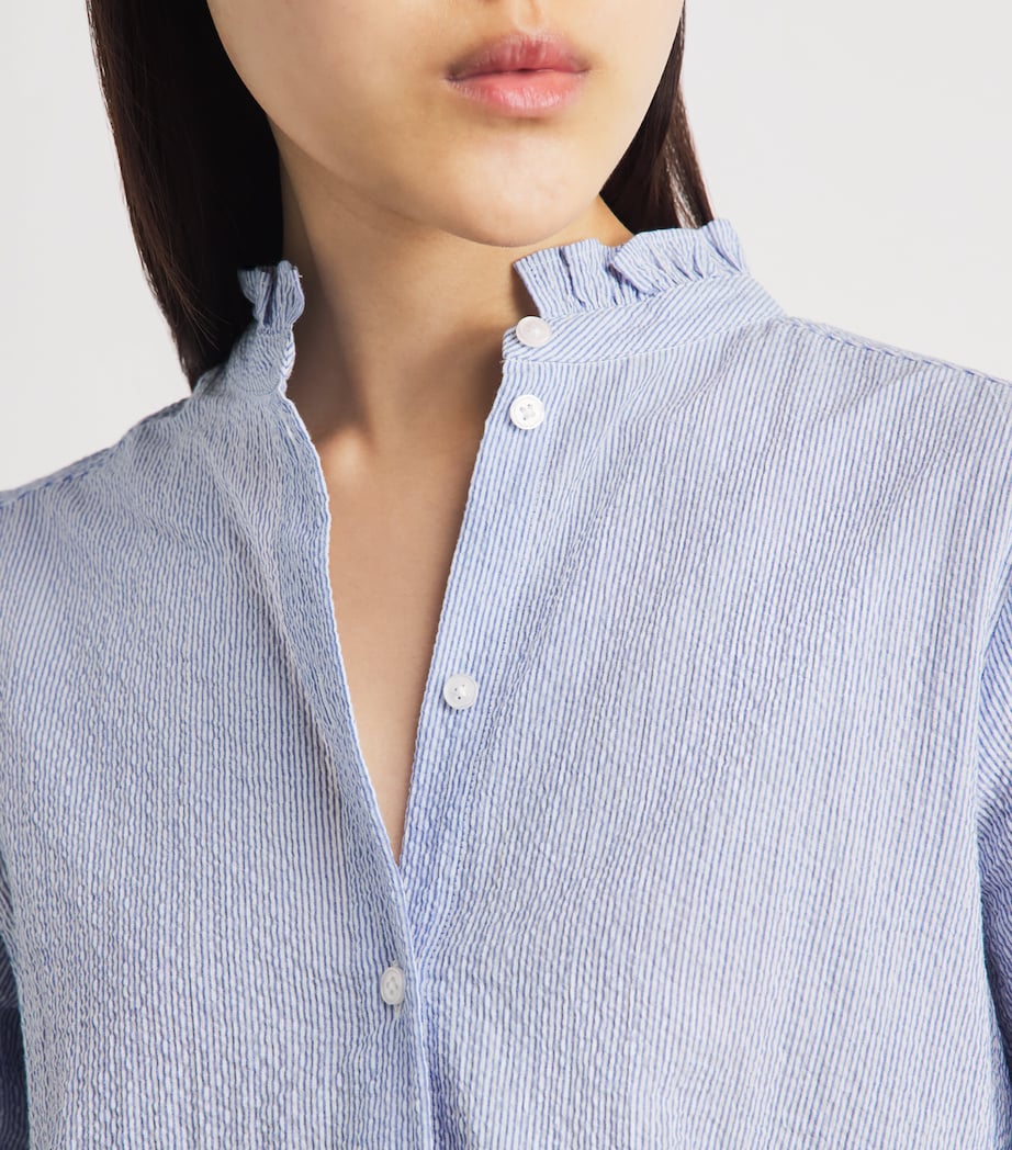 ME+EM Womens Seersucker Stripe Blouse Blue/soft White Image 3