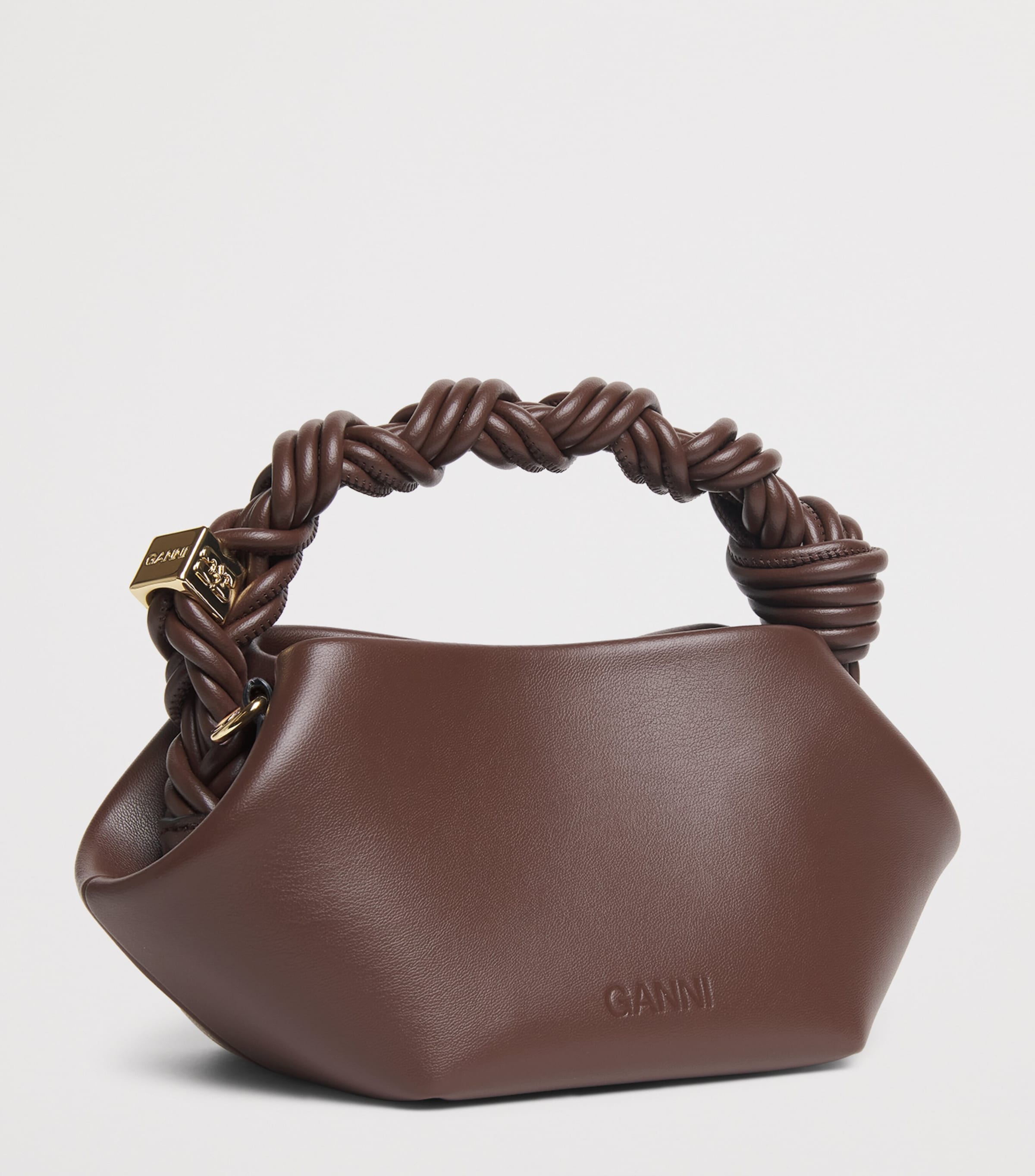 GANNI Mini Bou Top-Handle Bag Chocolate Fondnt Image 3